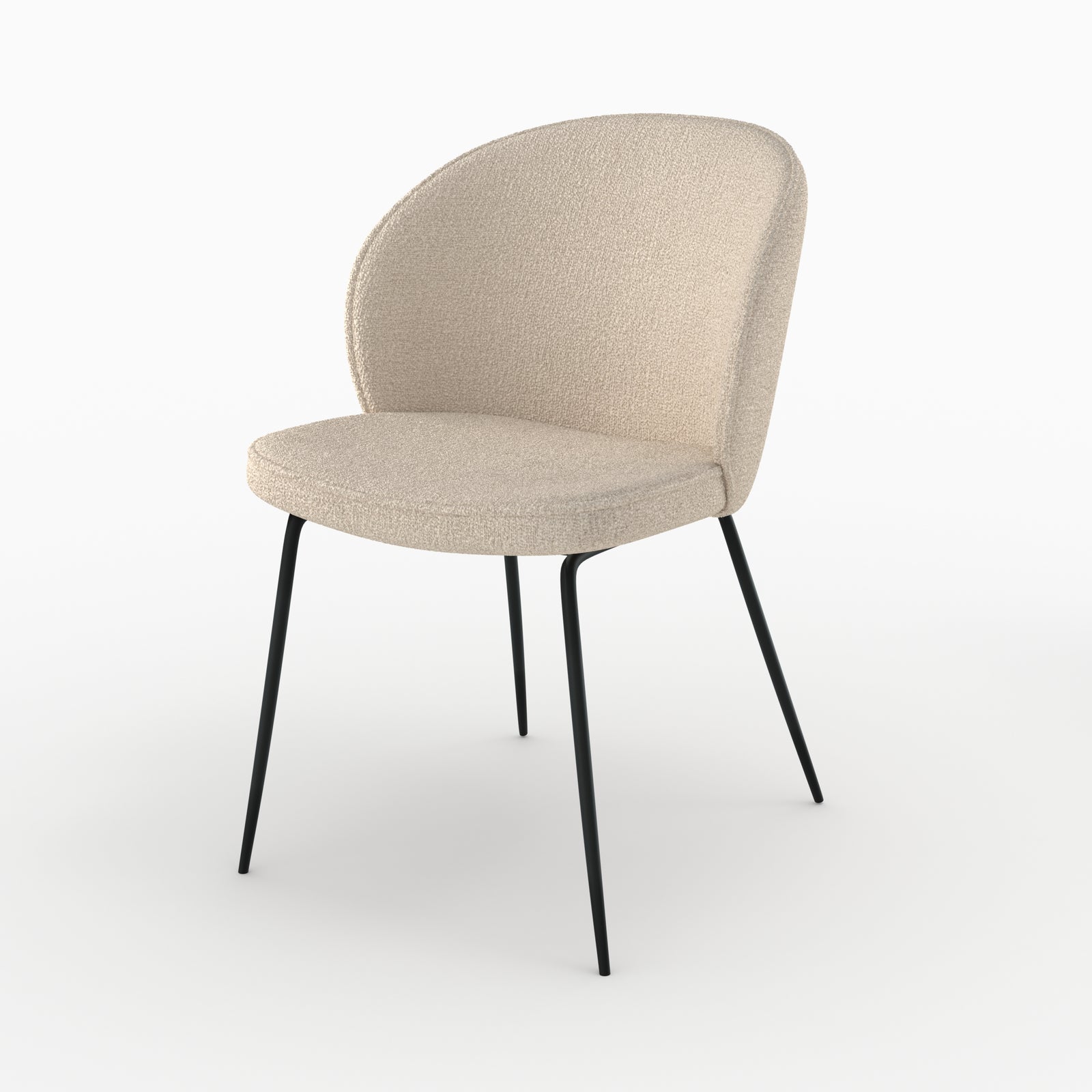 chaise en tissu boucle beige pieds noirs groom
