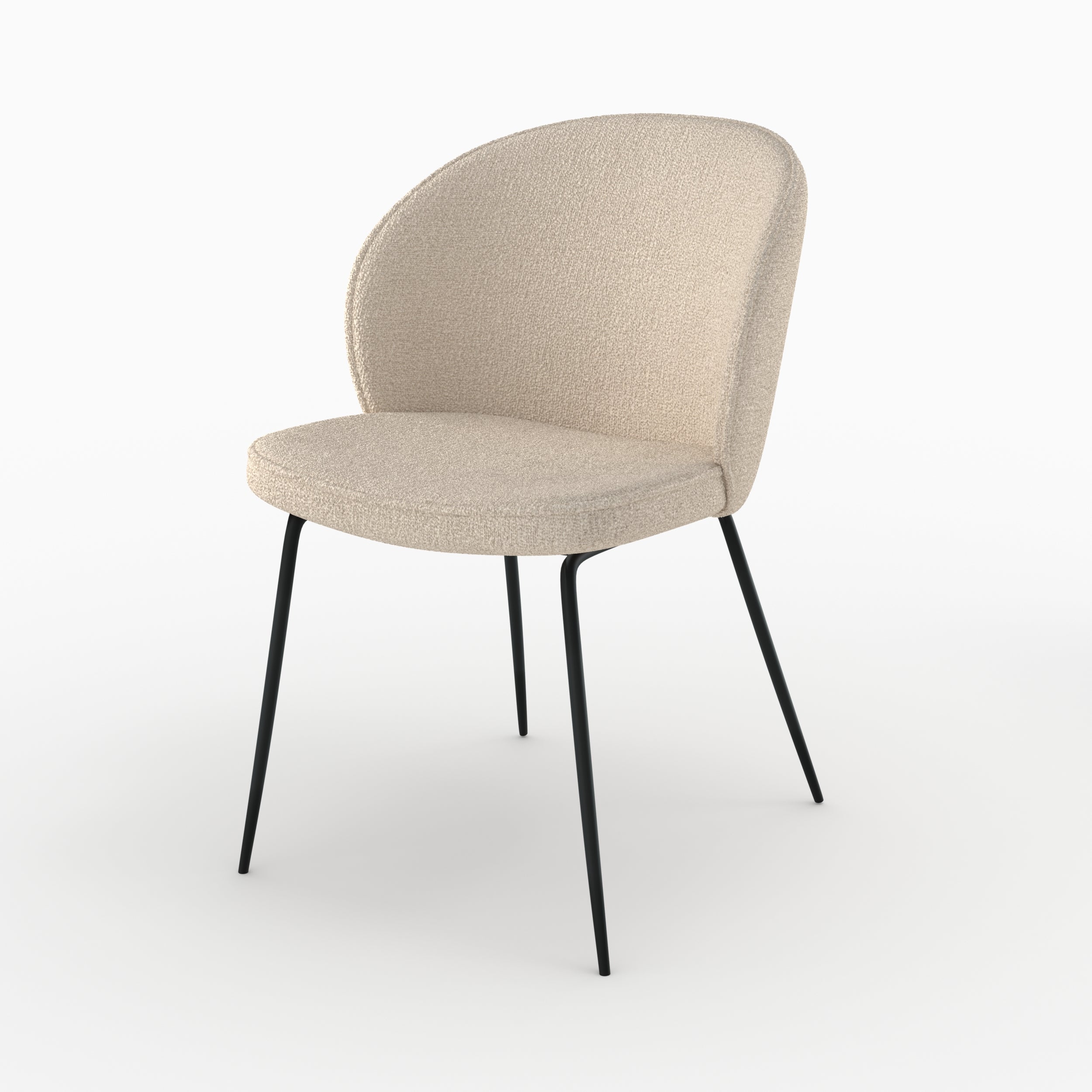 chaise en tissu boucle beige pieds noirs groom