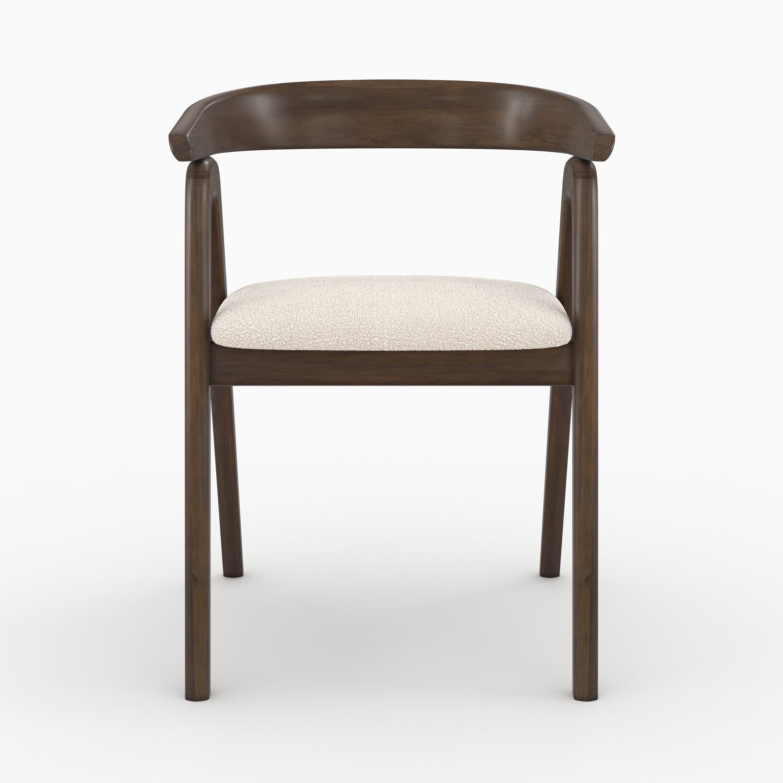 poltrona in tessuto boucle crema legno scuro di hevea hawa