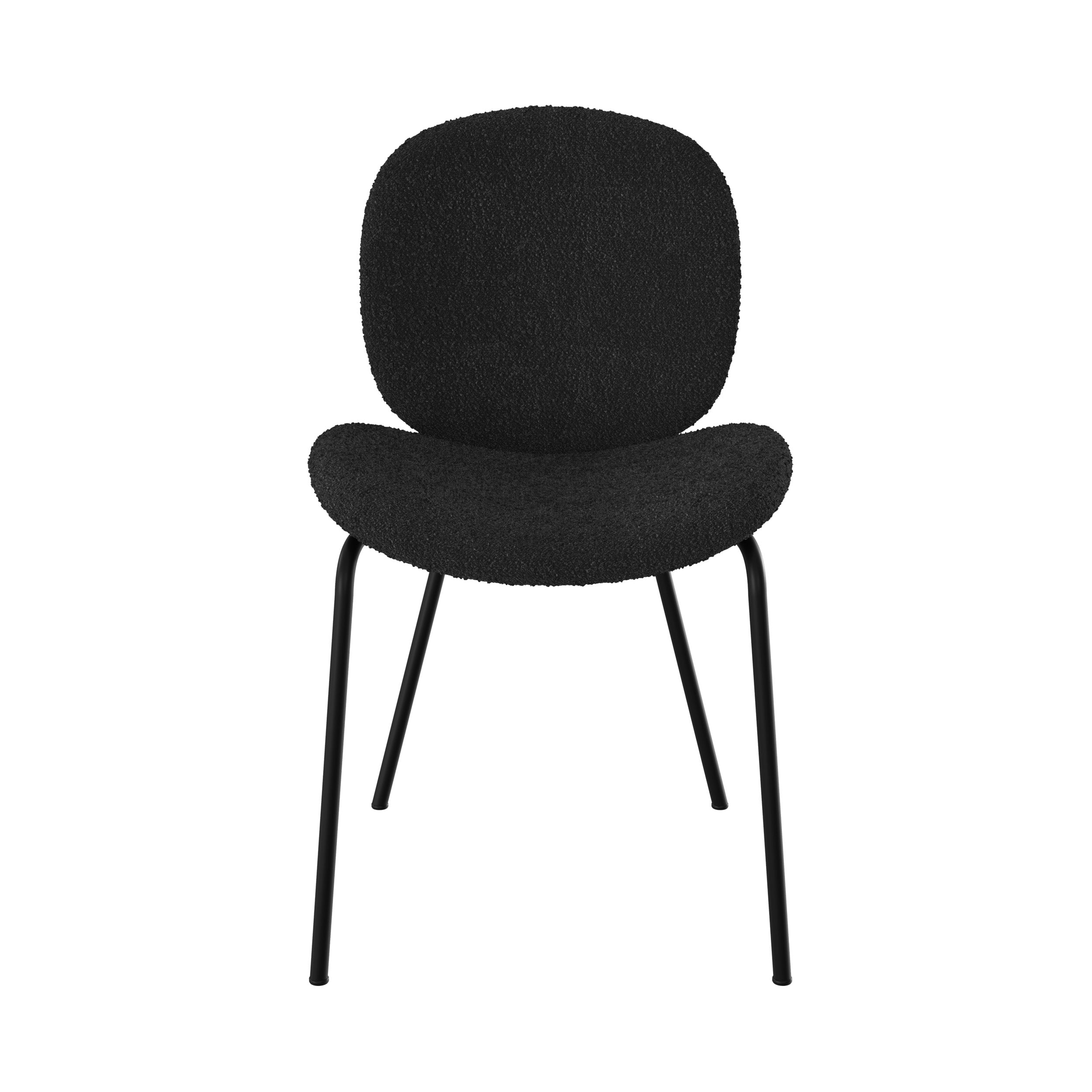 sedia in tessuto boucle nera iris e gambe in metallo nero set di 2