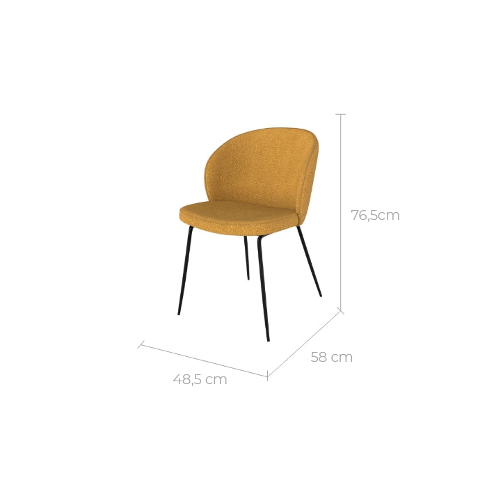 sedia in tessuto bouclette piedi in metallo grooms