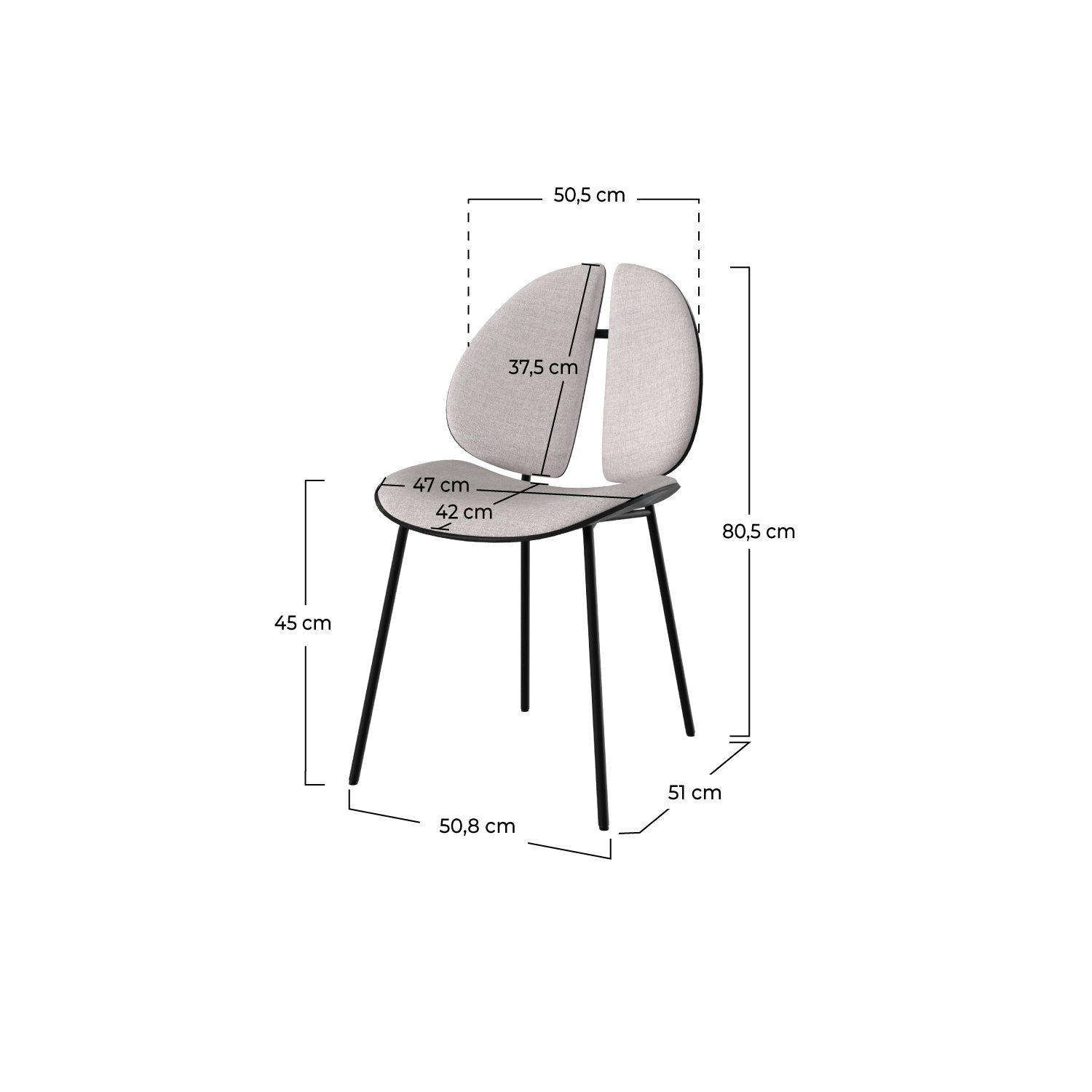 sedia in tessuto grigio e legno nero coccinella