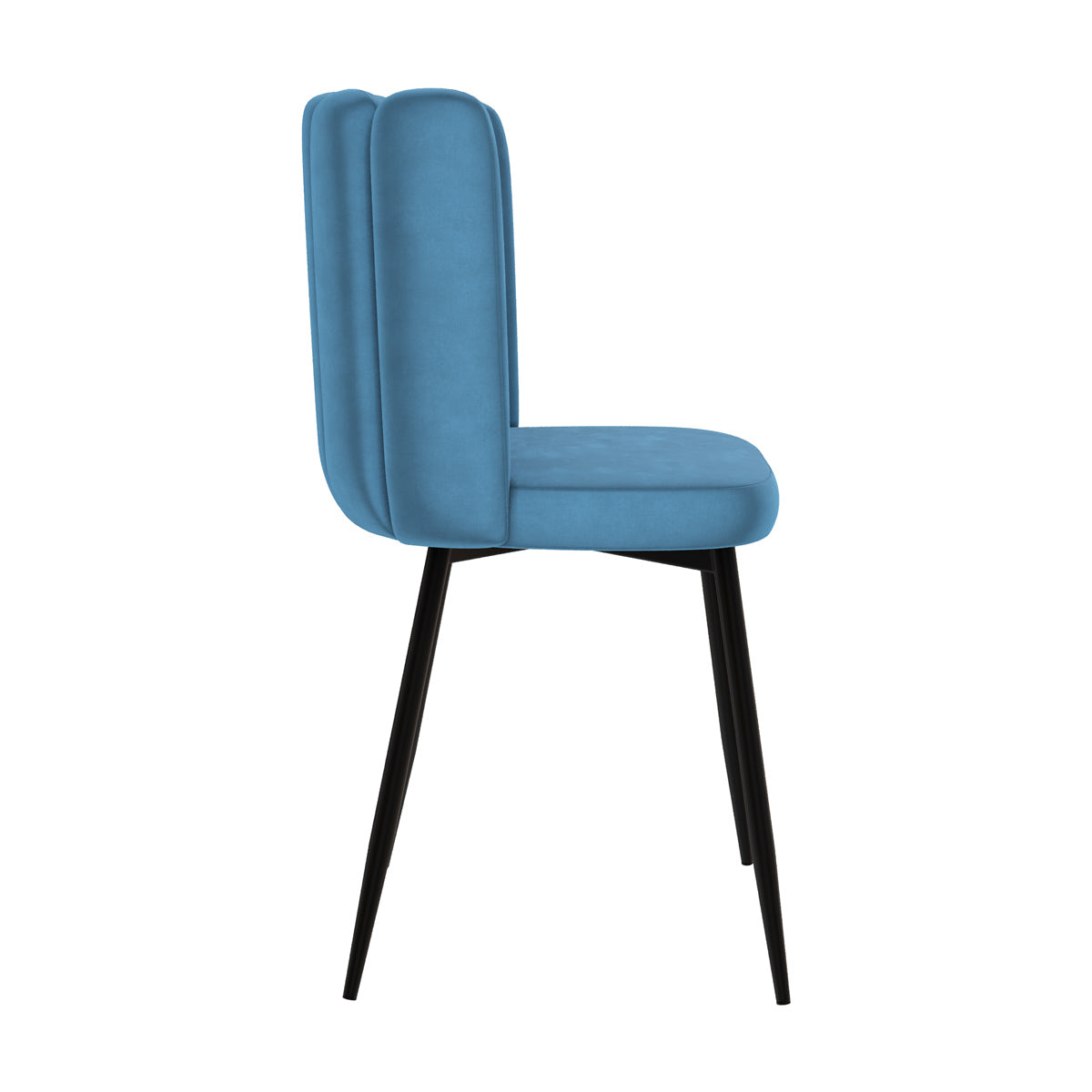 sedia in velluto blu con gambe in metallo nero in set da 2 rosy