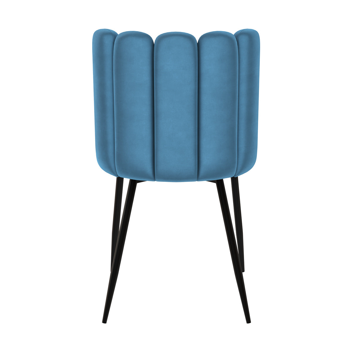 sedia in velluto blu con gambe in metallo nero rosy