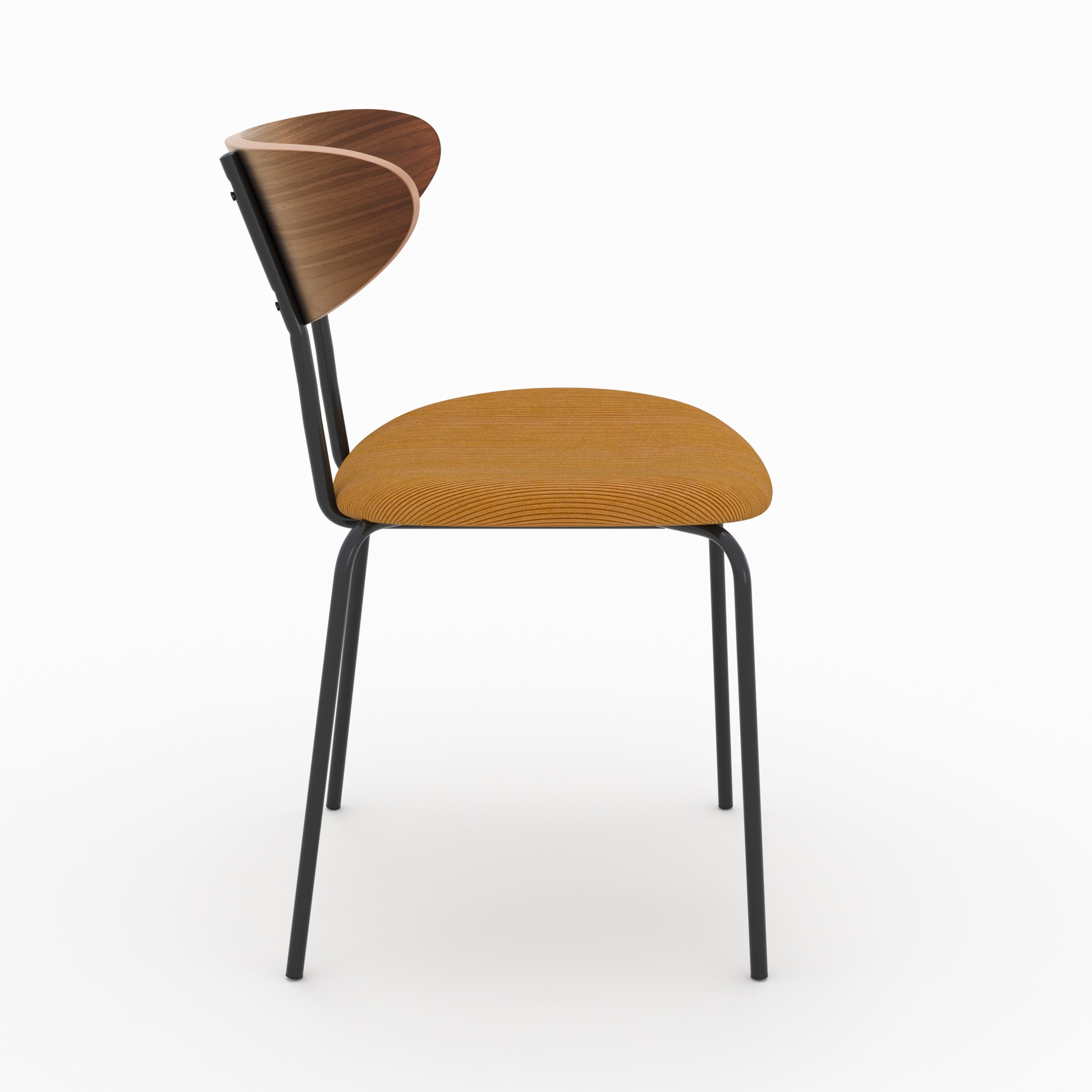 sedia in velluto giallo a coste con schienale in legno set di 2 jade