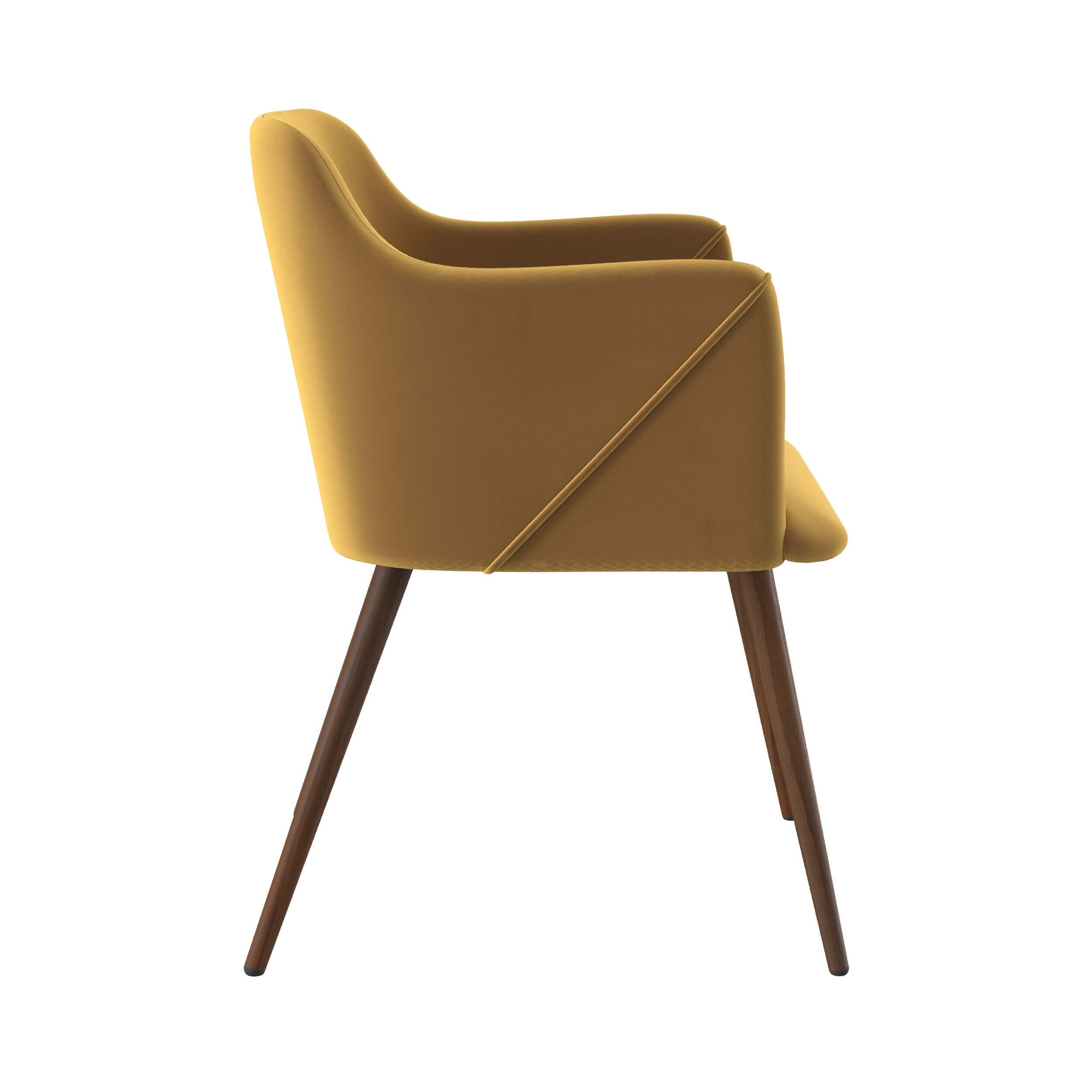 sedia in velluto giallo senape daisy con braccioli set di 2