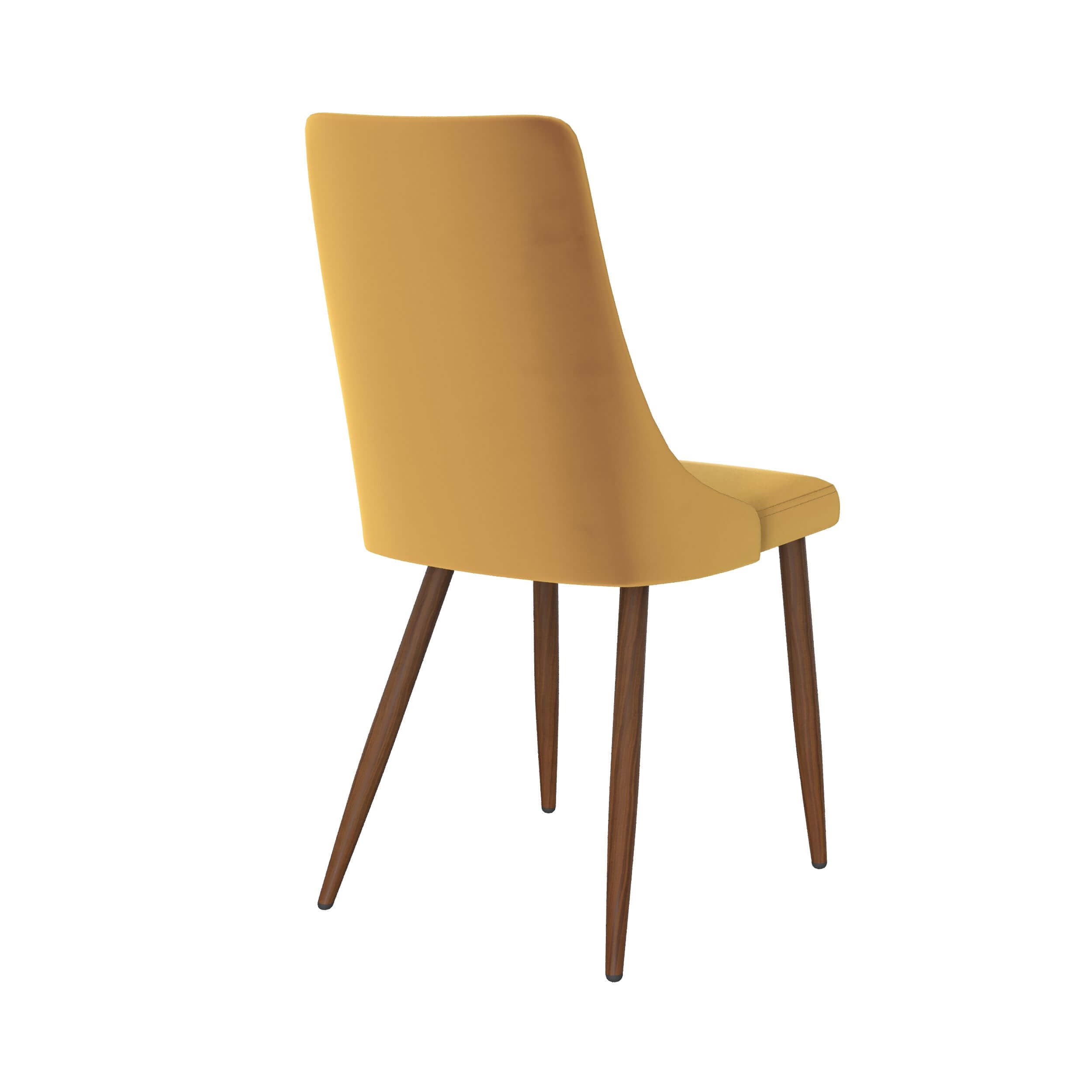 sedia in velluto giallo senape vinni con gambe in legno imitazione set da 2