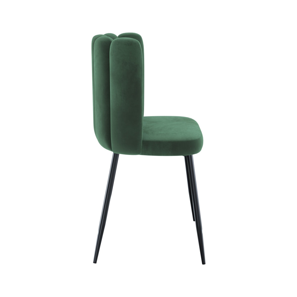 sedia in velluto verde con gambe in metallo set di 2 rosy