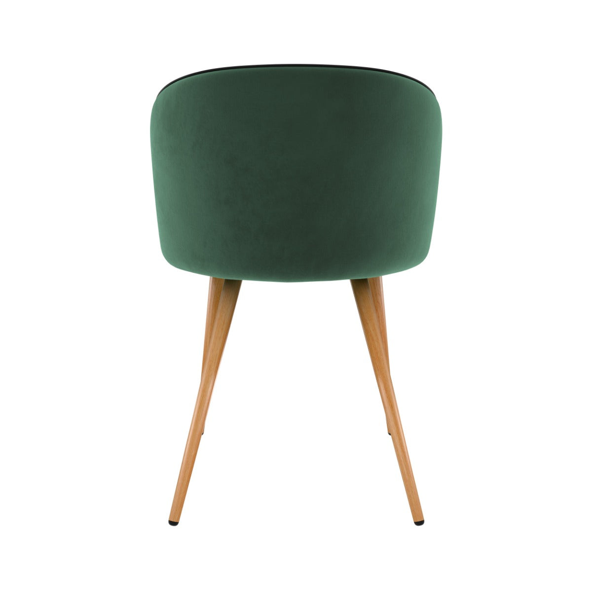 sedia in velluto verde con gambe in metallo effetto legno Chiara