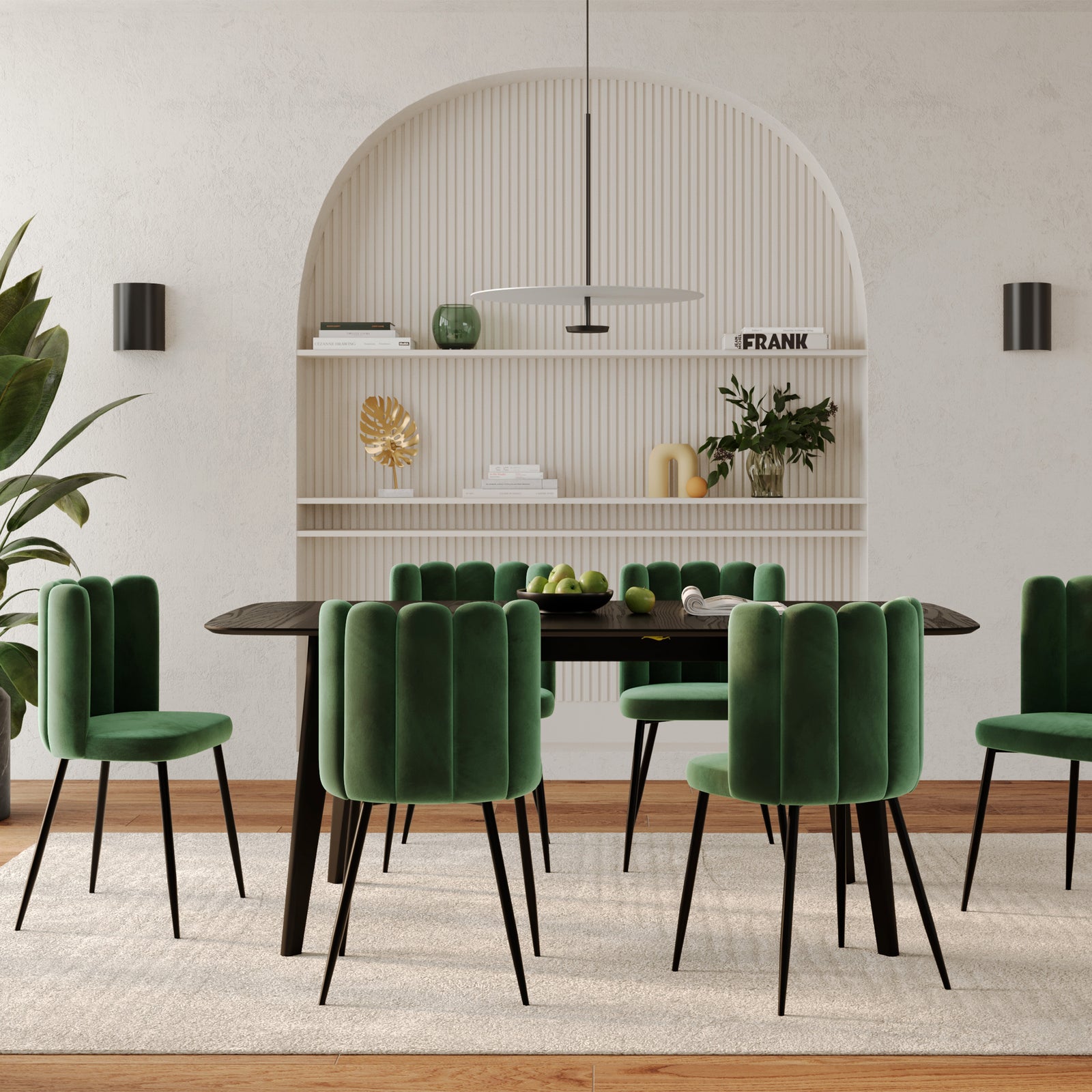 chaise en velours vert pieds noir lot de 2 rosy
