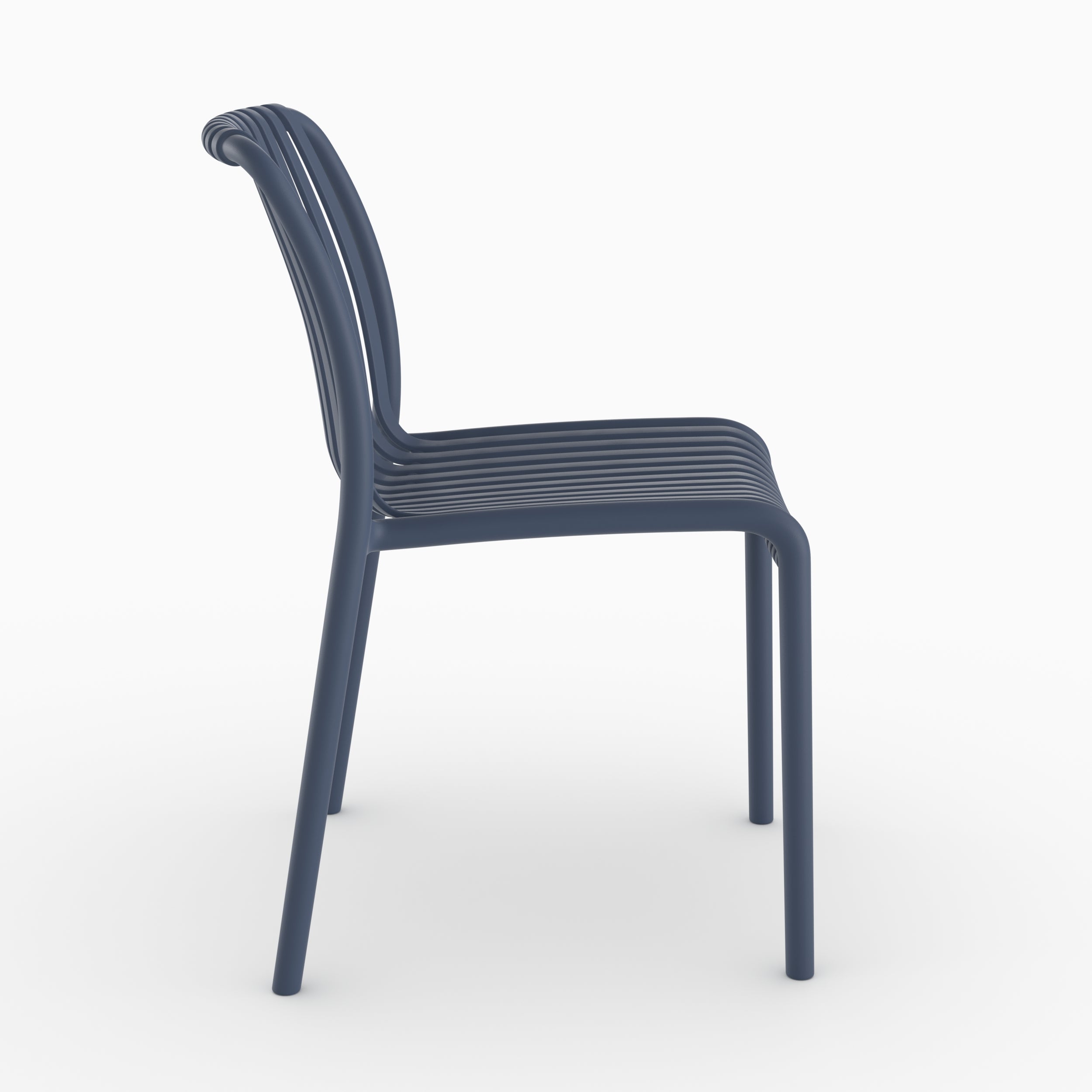 Chaise extérieur Duli plastique bleu marine vue côté profil
