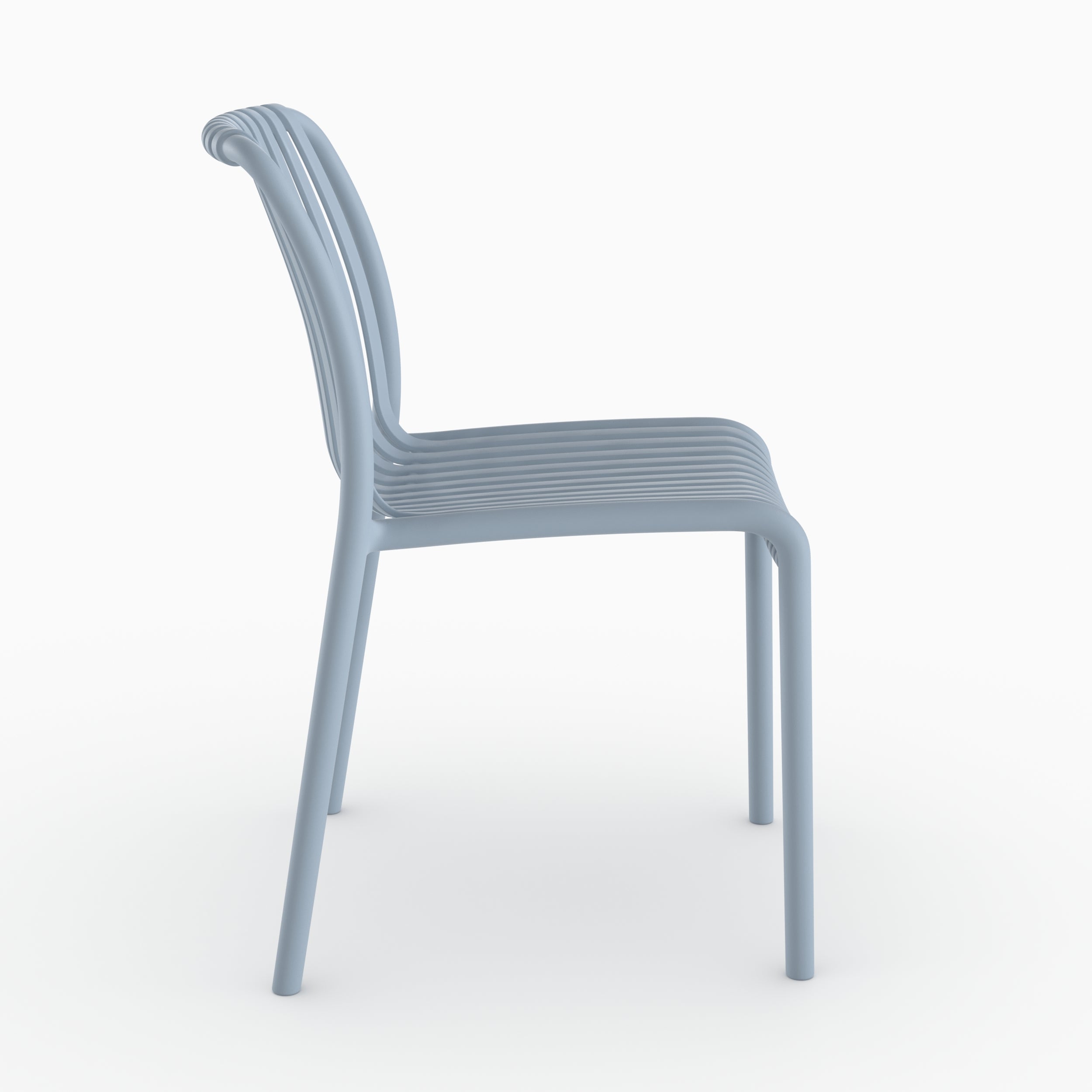 Chaise extérieur Duli plastique bleu pastel vue côté profil