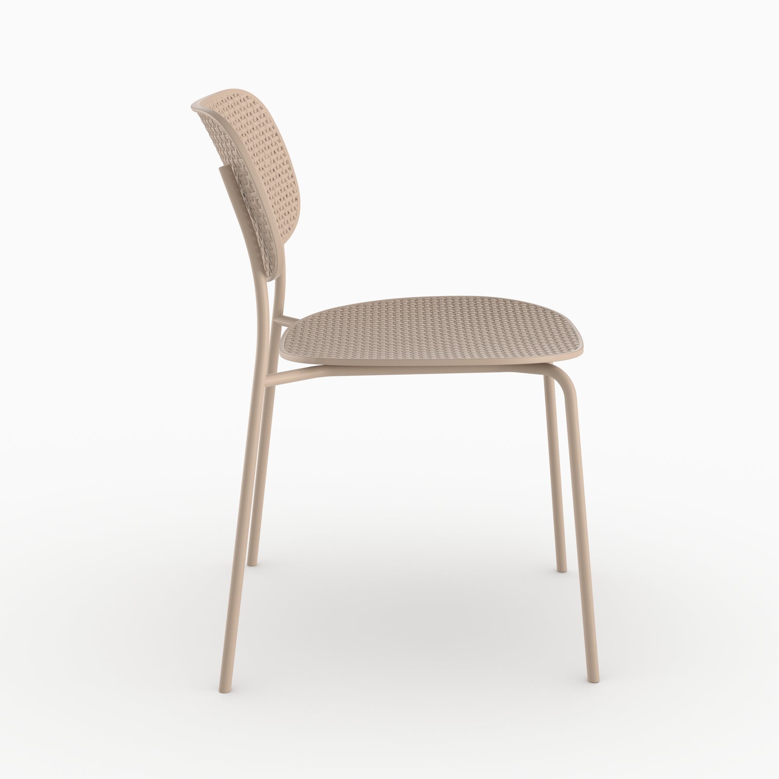 Chaise extérieur Gea plastique beige vue côté profil