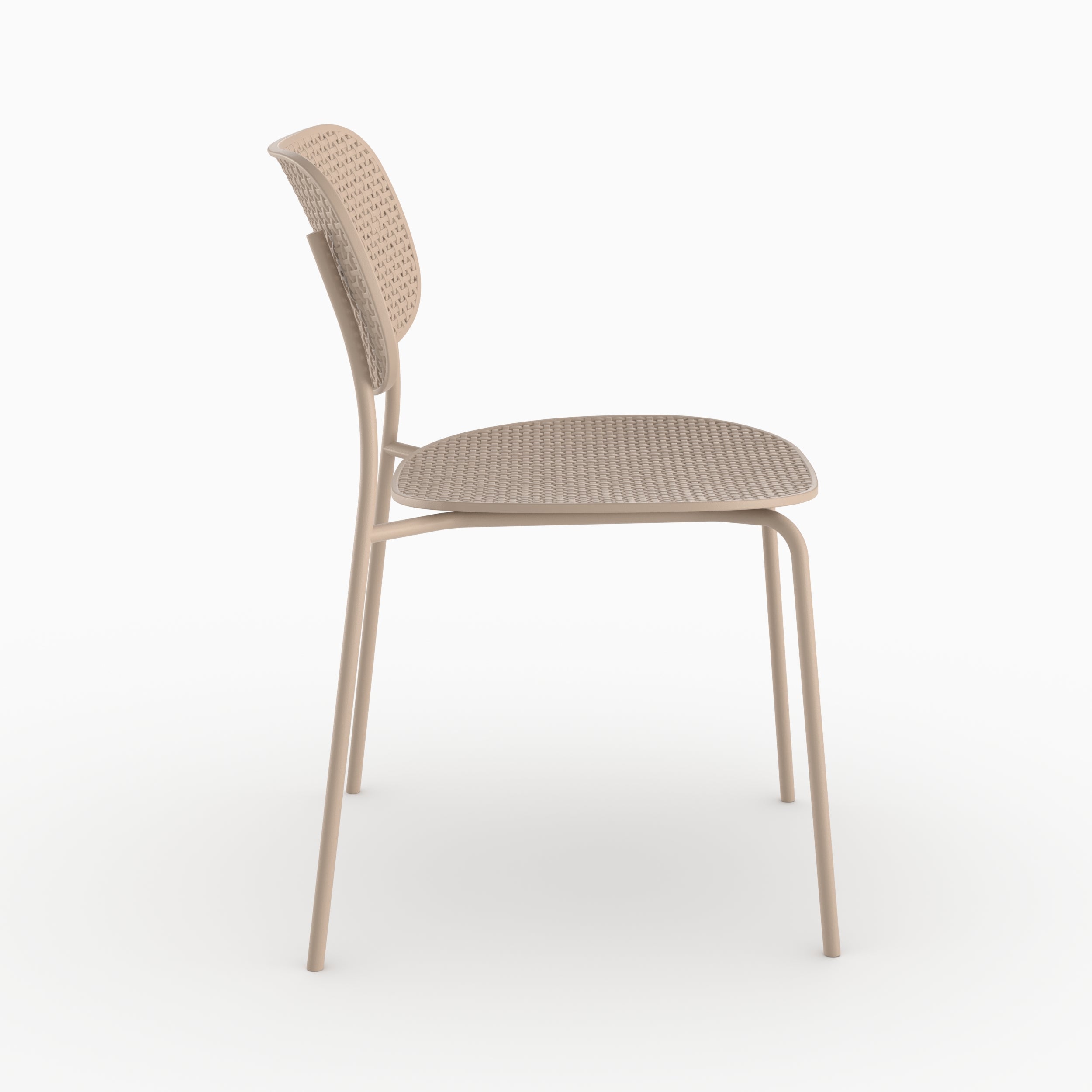 Chaise extérieur Gea plastique beige vue côté profil