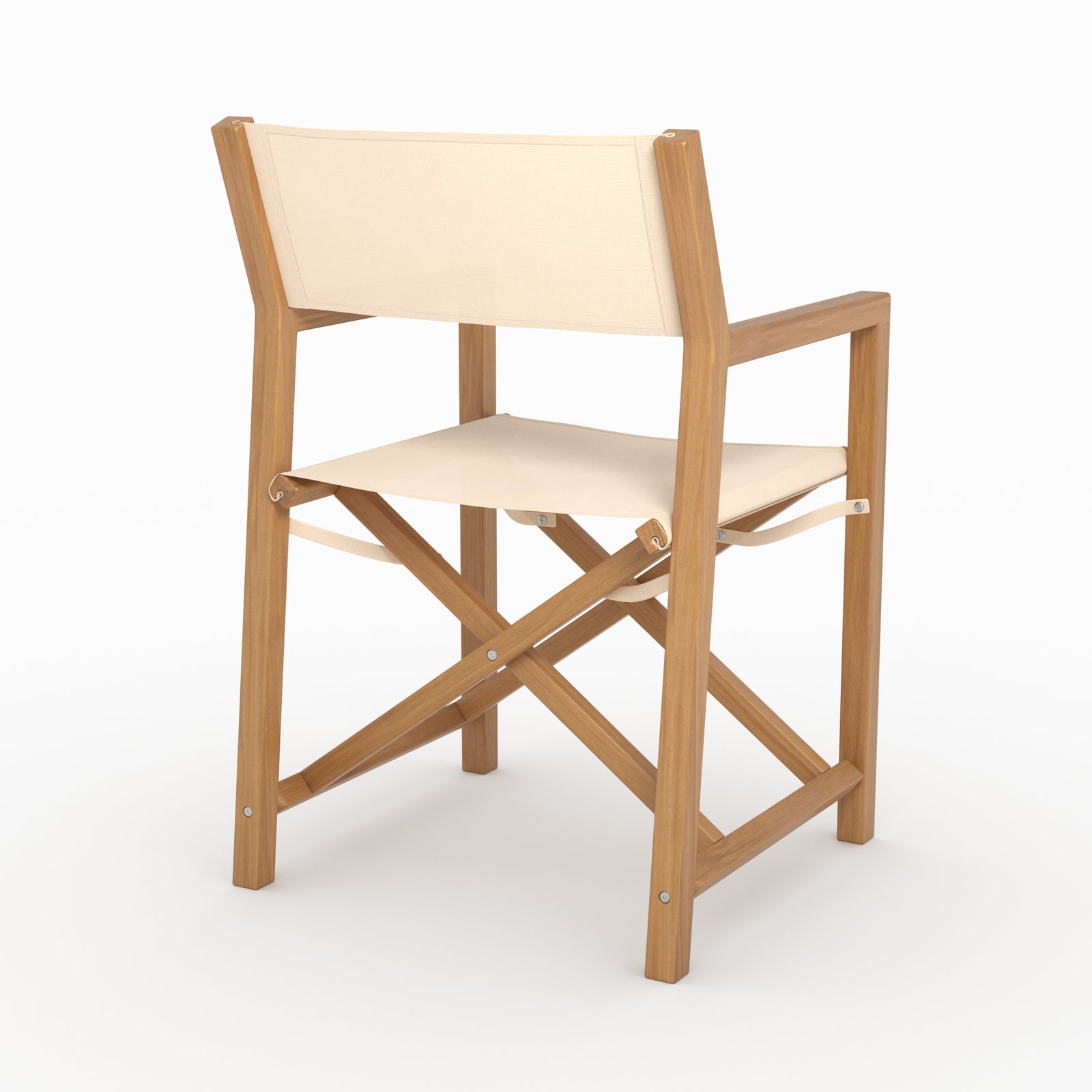 Chaise extérieur pliante tubod beige clair acacia vue arrière perspective