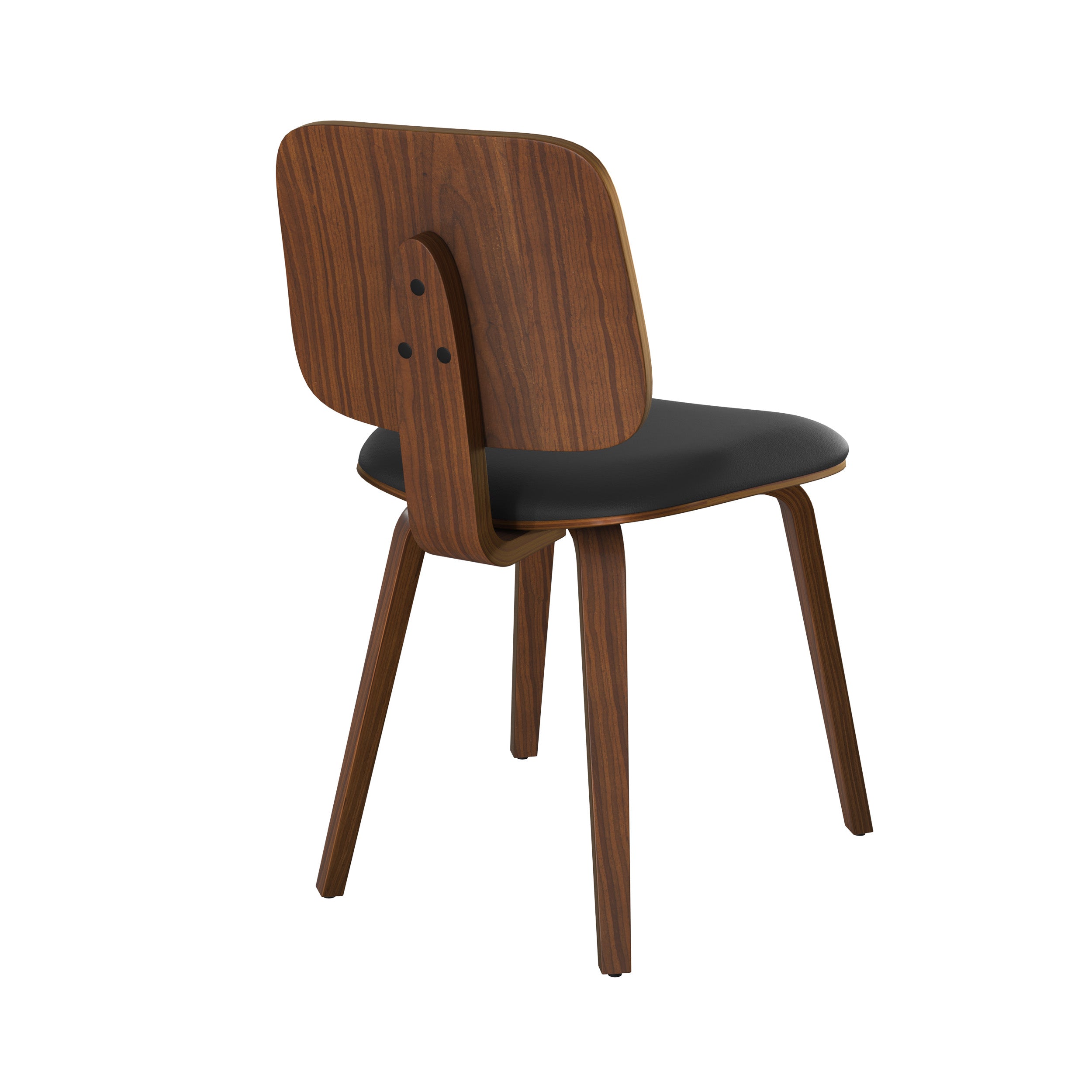 sedia flow in legno di noce tessuto nero