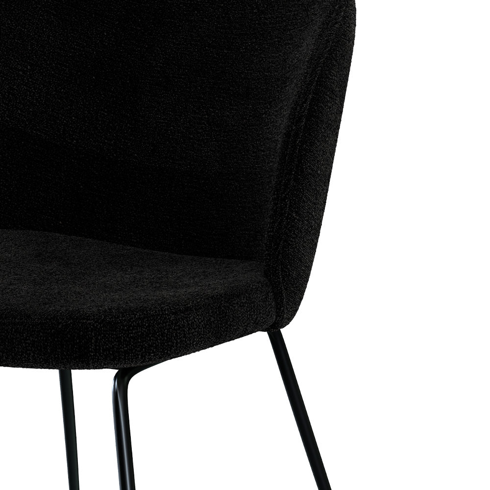 sedia groom in tessuto bouclé nero e gambe in metallo nero