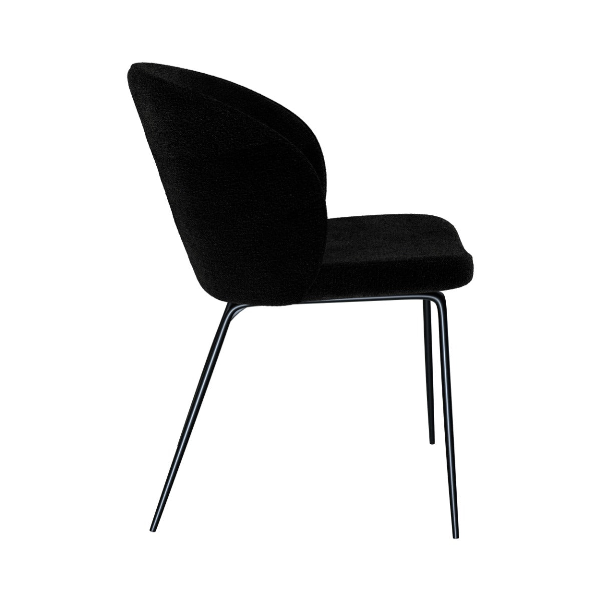 sedia groom in tessuto bouclé nero e gambe in metallo