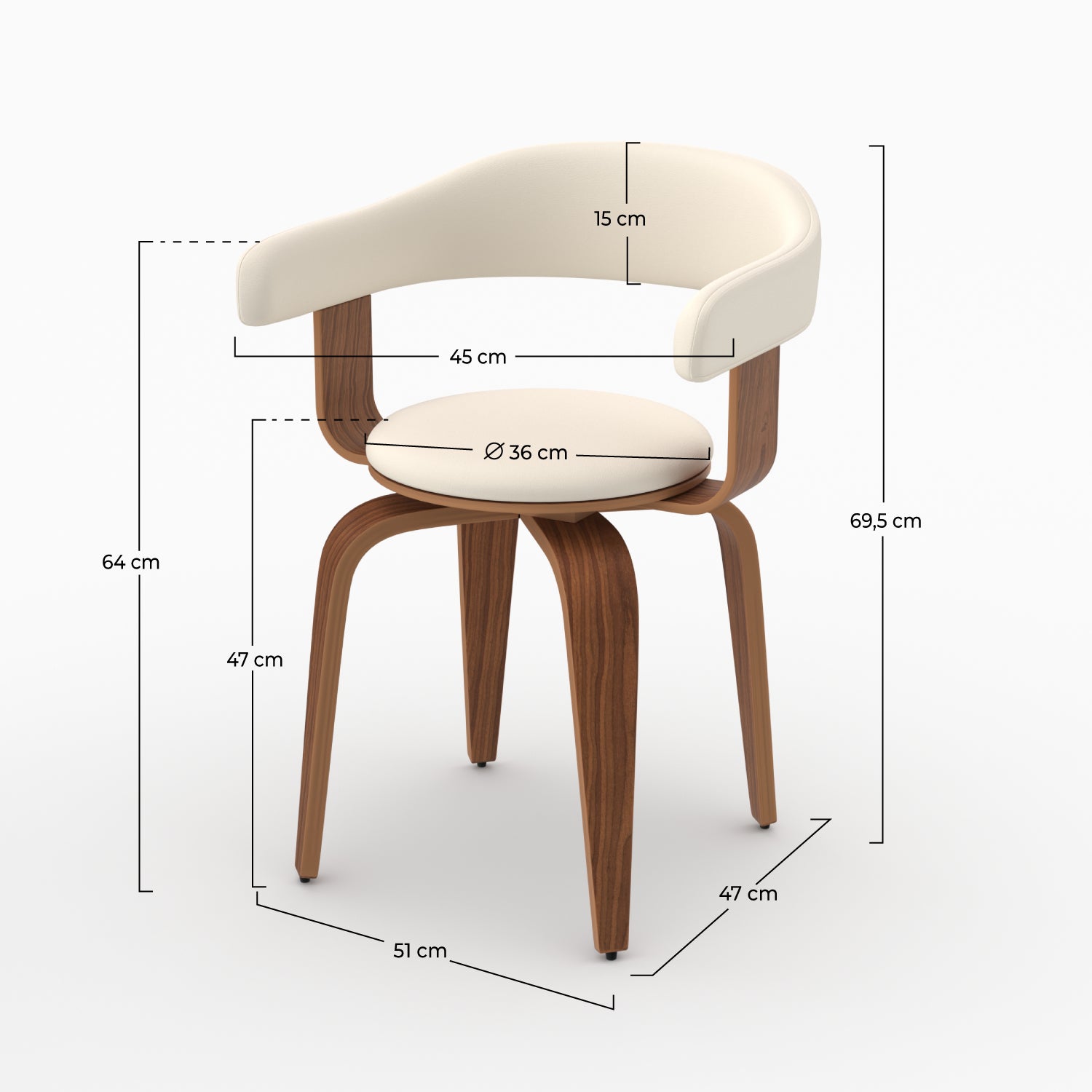 Chaise blanche Harold avec accoudoirs
