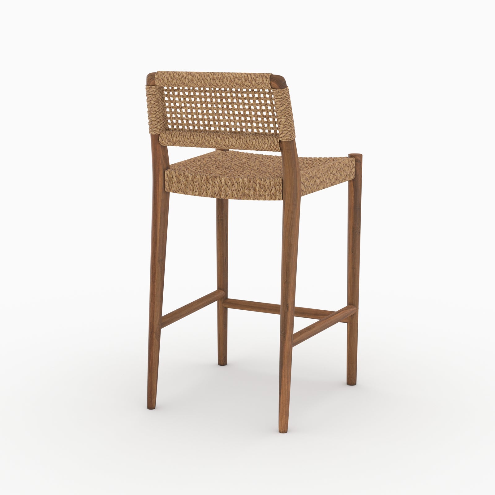 Chaise hauteur ilot Yaba teck tressage synthétique vernis