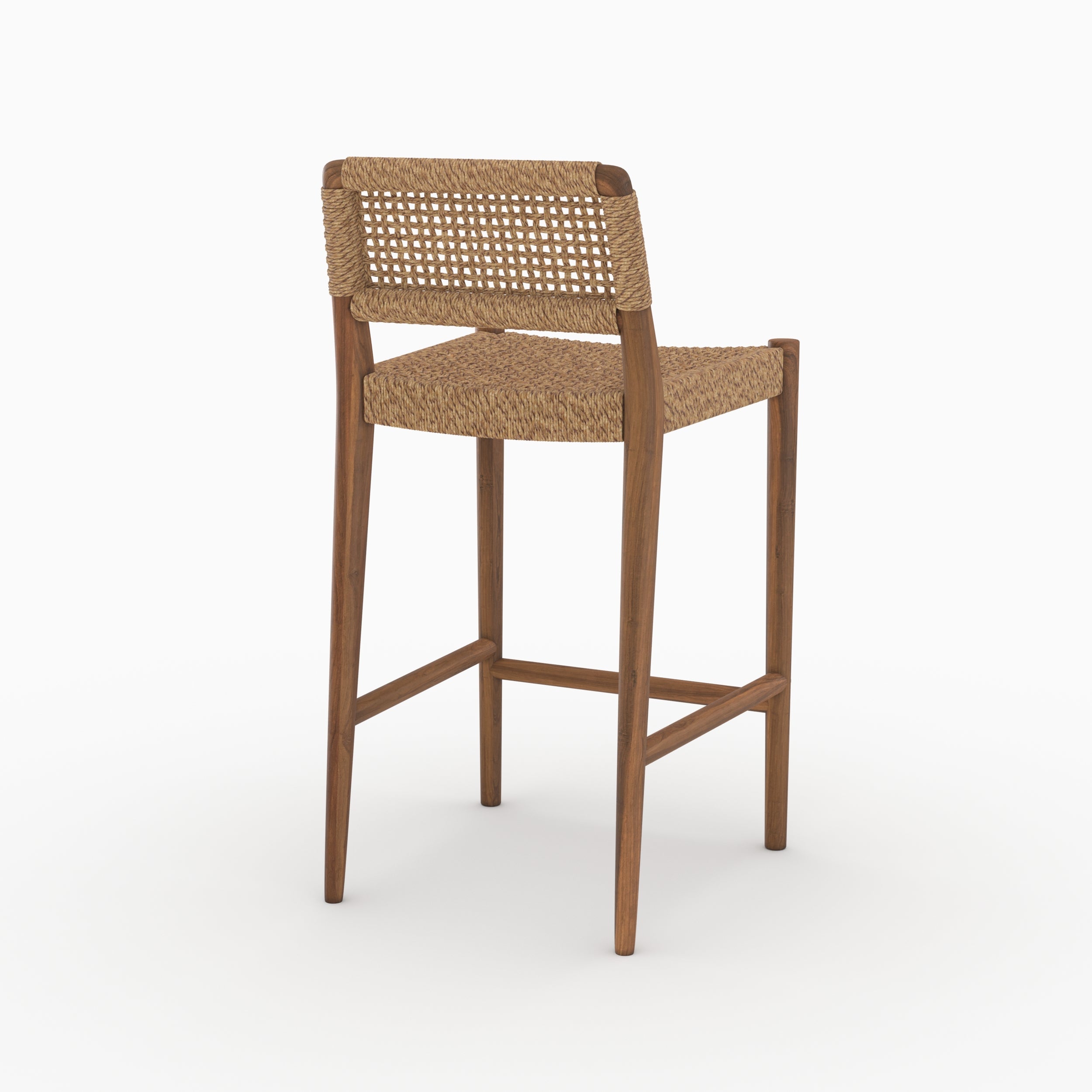 Chaise hauteur ilot Yaba teck tressage synthétique vernis