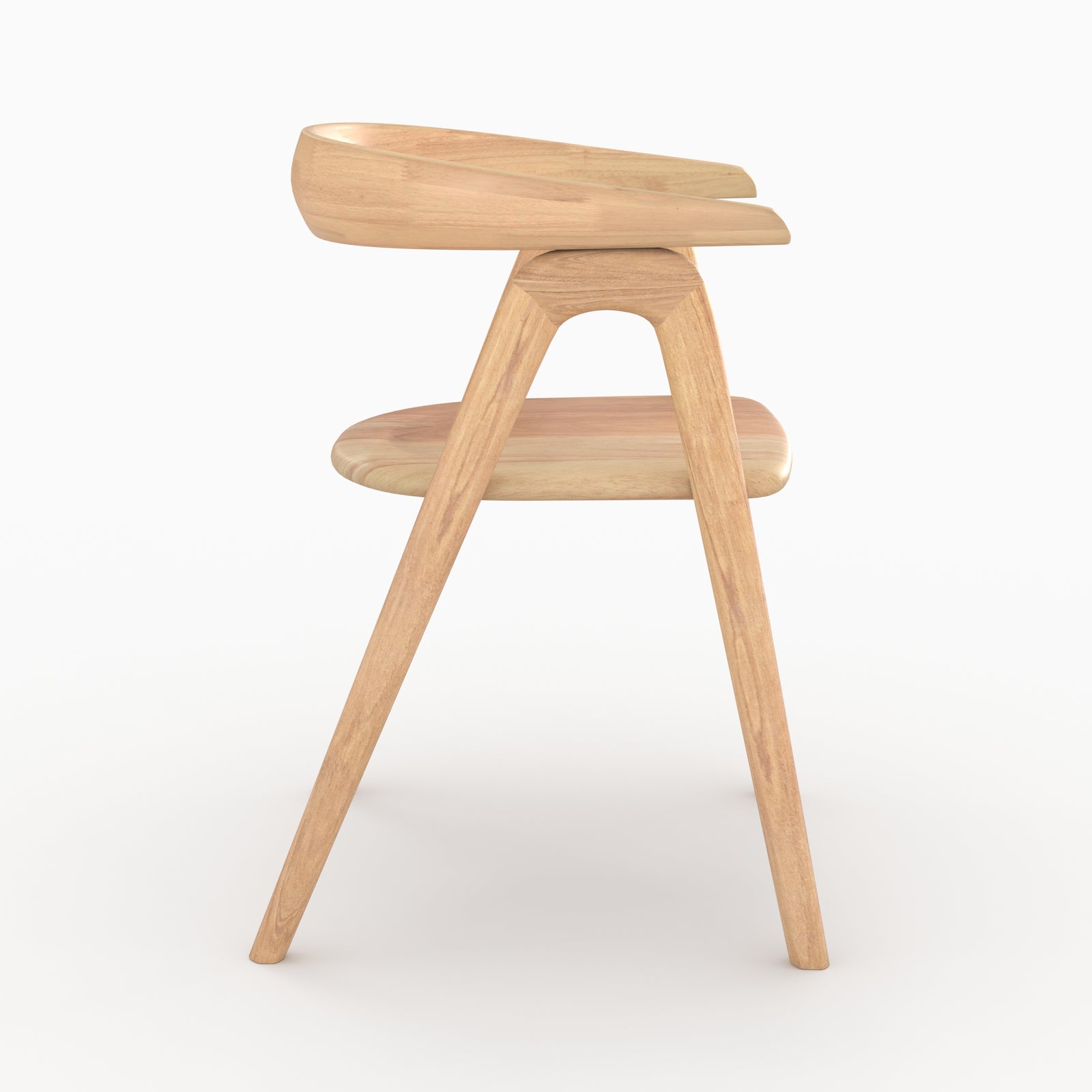 sedia hawa in legno di gomma chiaro con braccioli