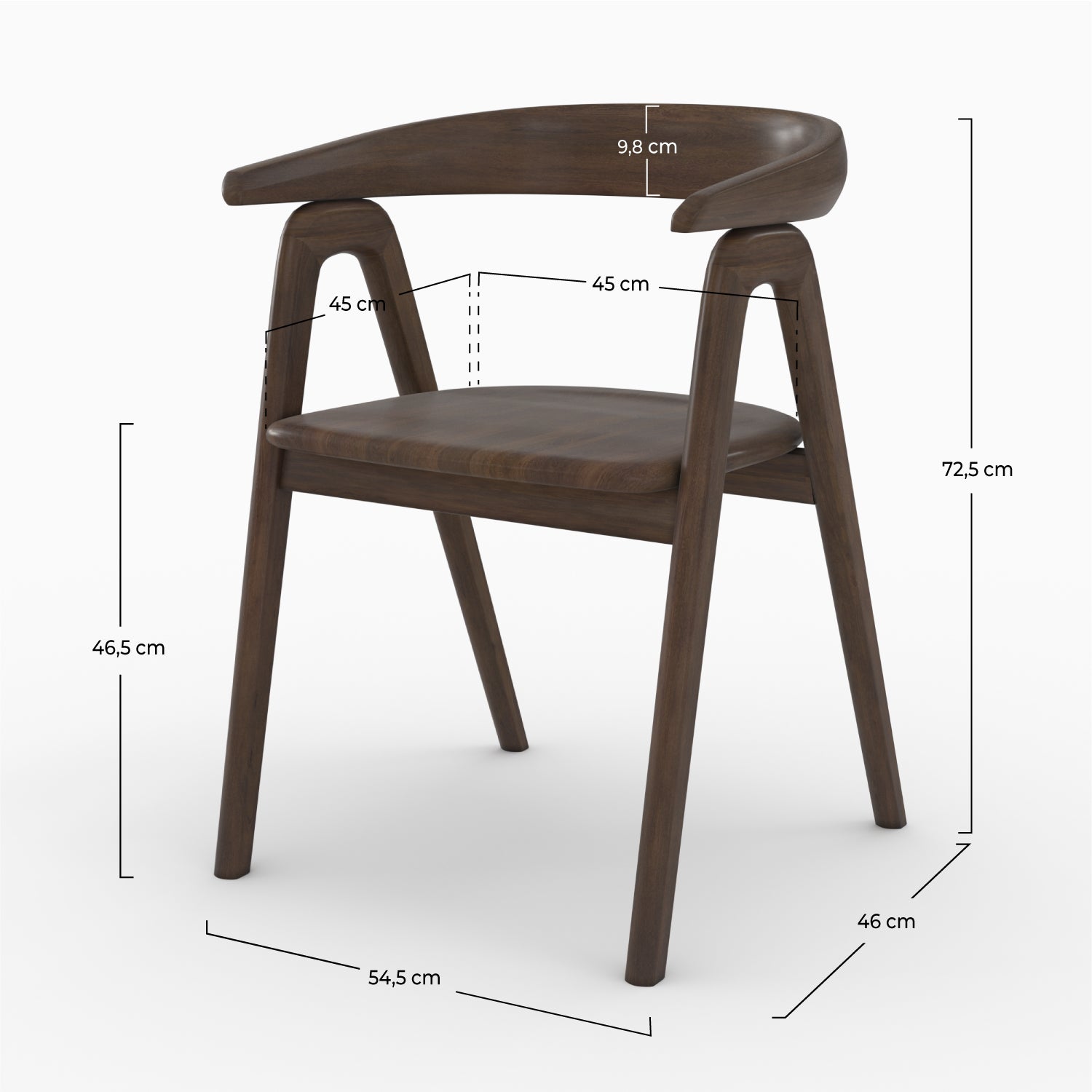 sedia hawa in legno di hevea scuro