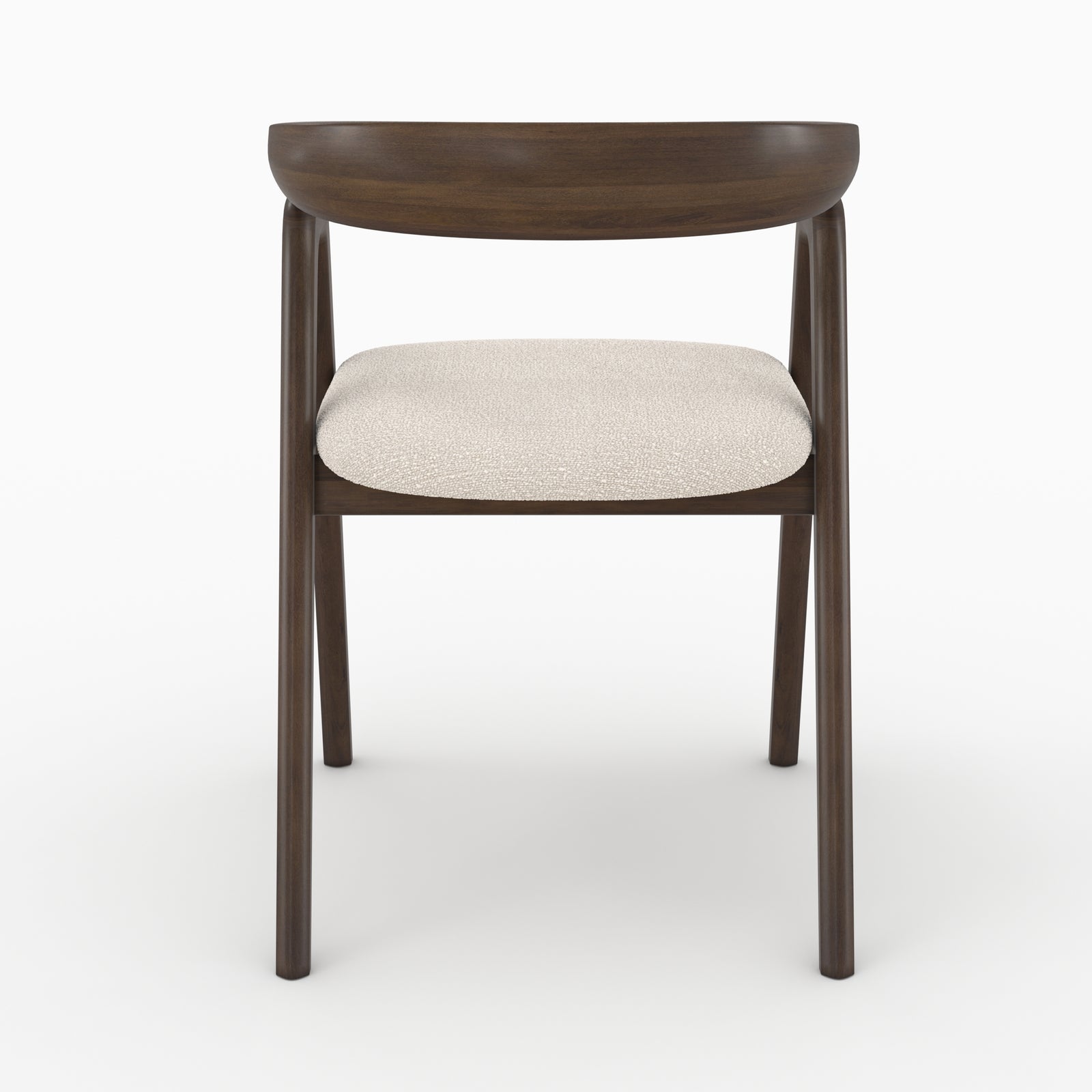 sedia hawa in tessuto boucle crema legno scuro di hevea