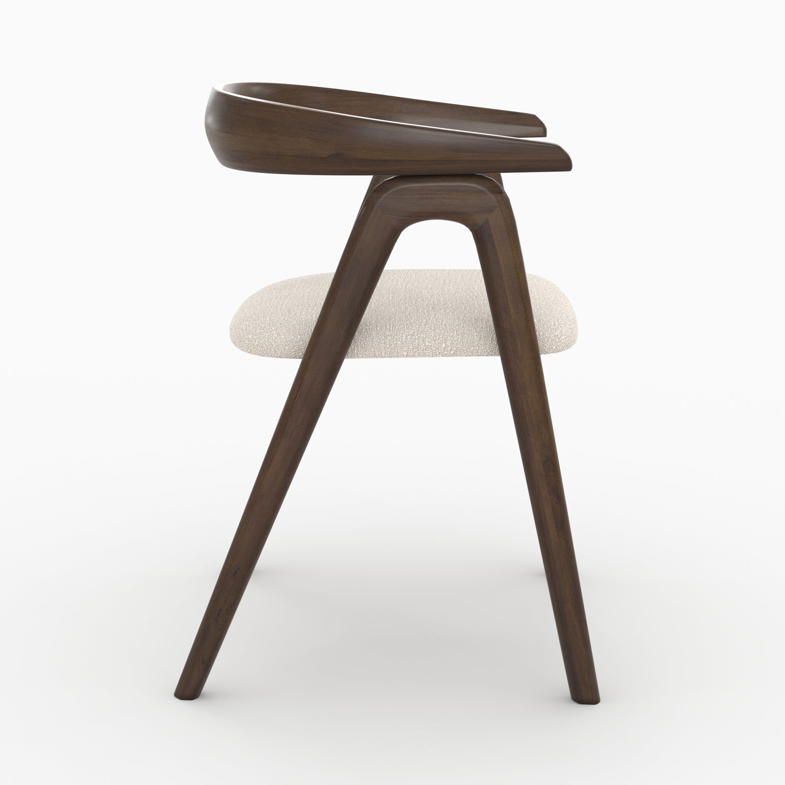 sedia hawa tessuto bouclé crema legno scuro di hevea
