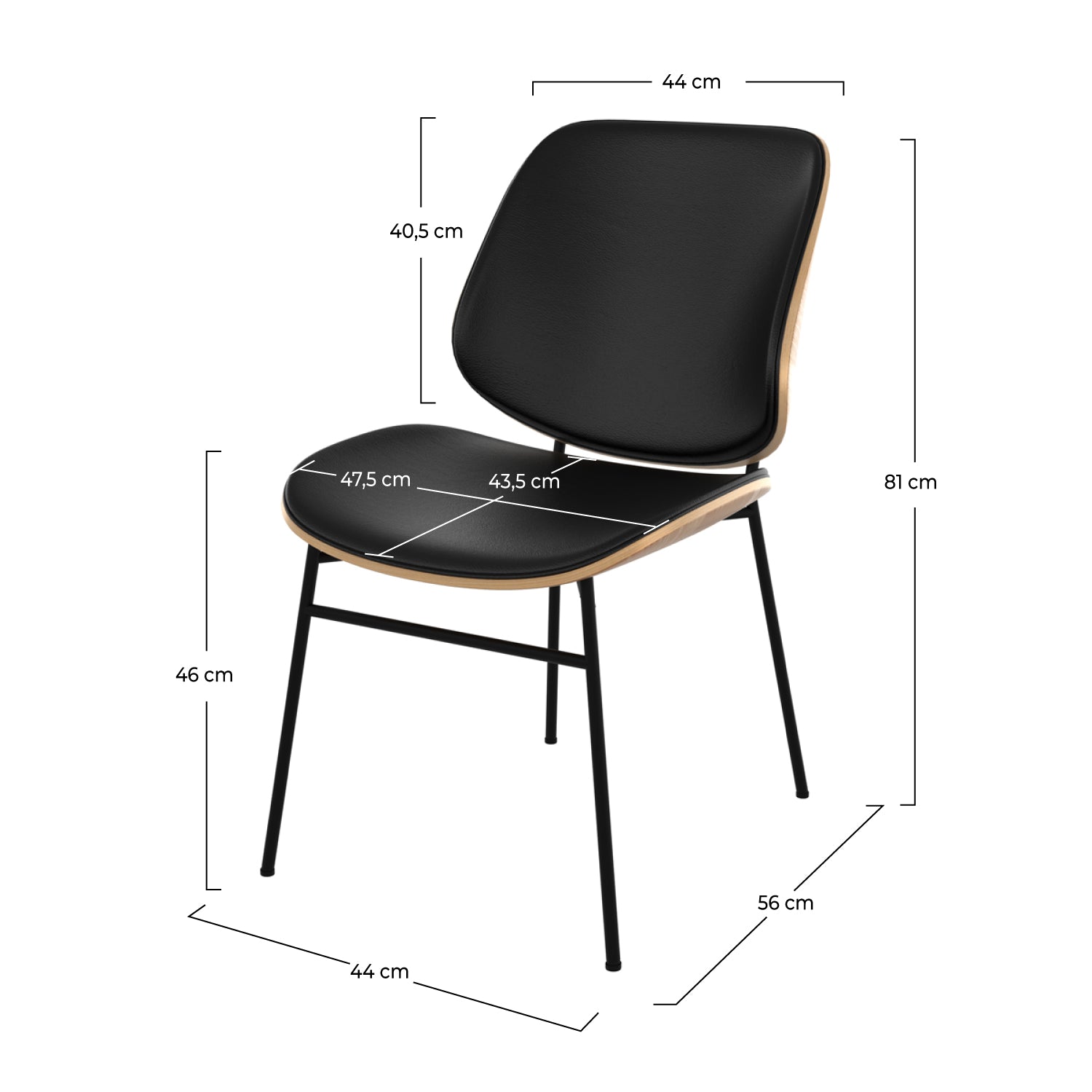Chaise Hector bois foncé et cuir synthétique maison pavane