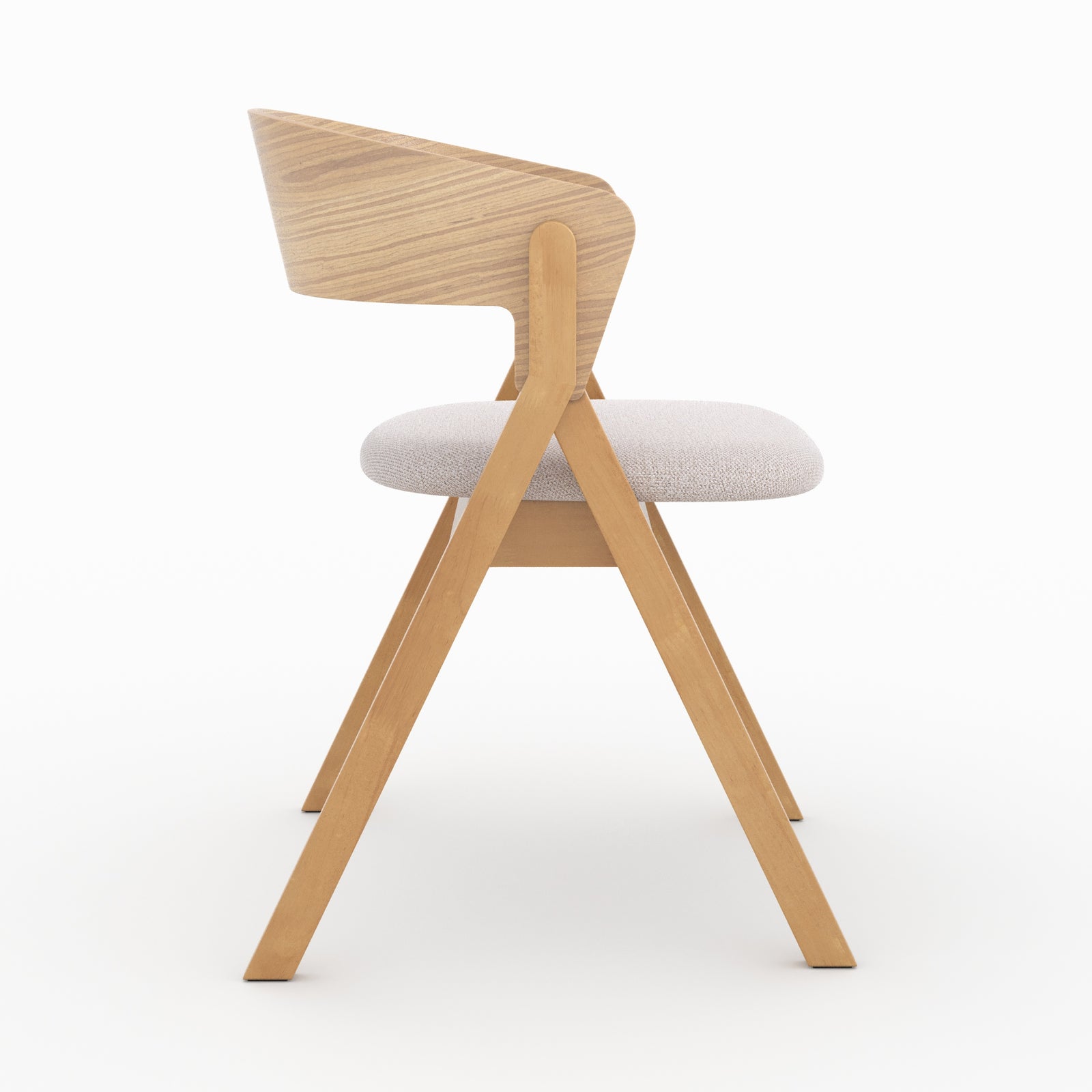 sedia Heloise in legno di hevea e tessuto beige