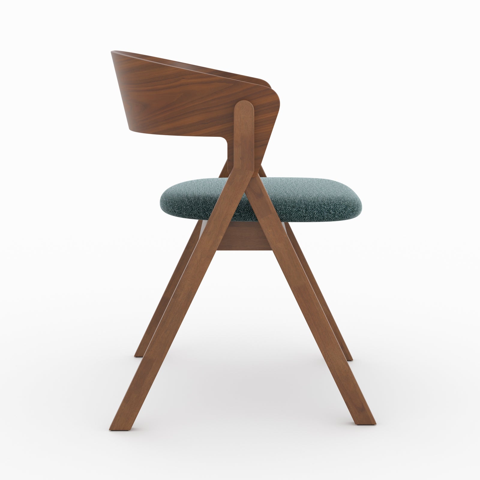 sedia heloise legno di hevea tessuto verde cinese