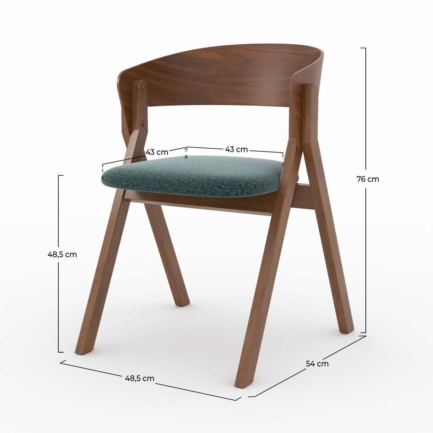 sedia heloise legno di gomma tessuto verde