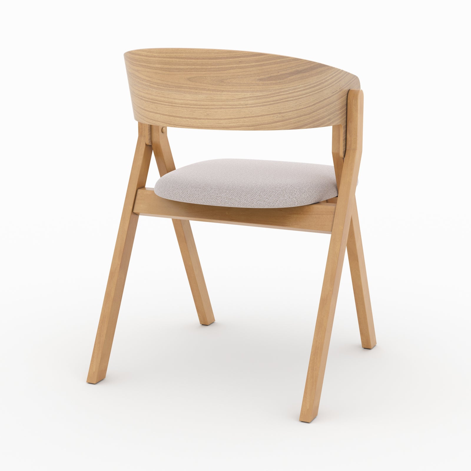 sedia heloise in legno di hevea tessuto beige