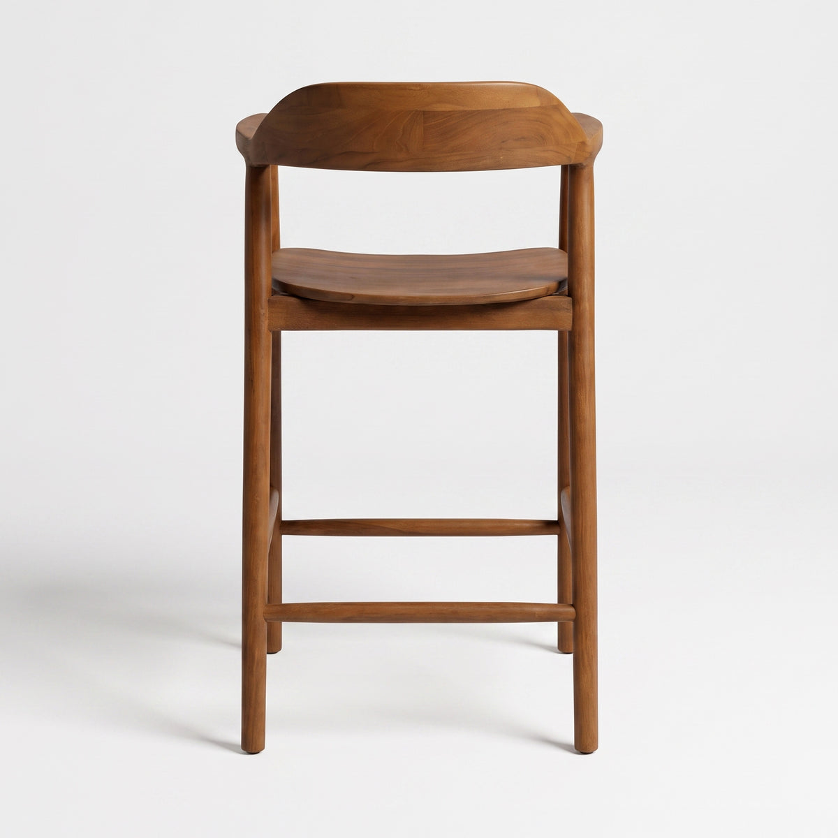 Chaise pour îlot central Céline en bois de teck massif 66,5 cm, vue de dos - Maison Pavane