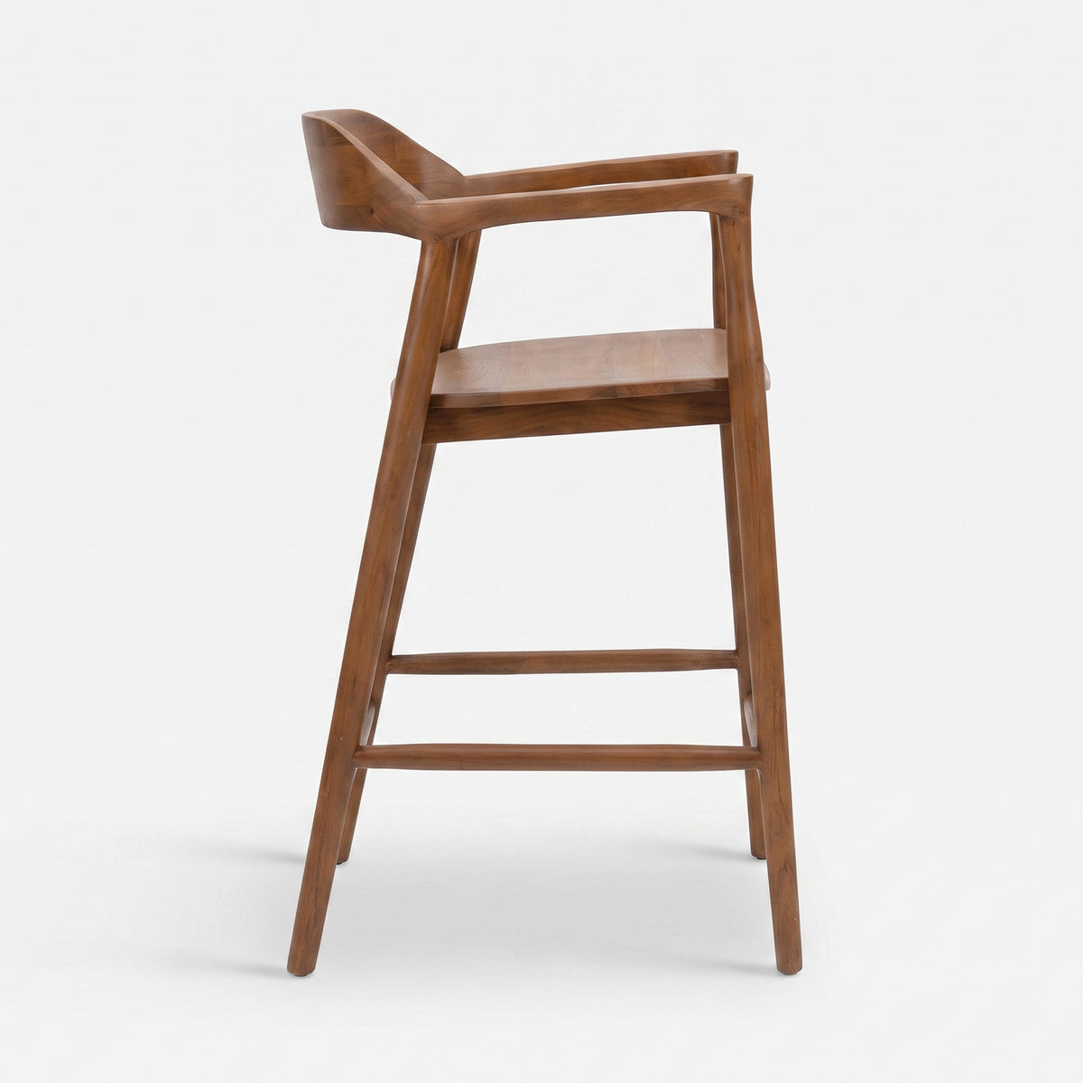Chaise pour îlot central Céline en bois de teck massif 66,5 cm, vue de profil - Maison Pavane