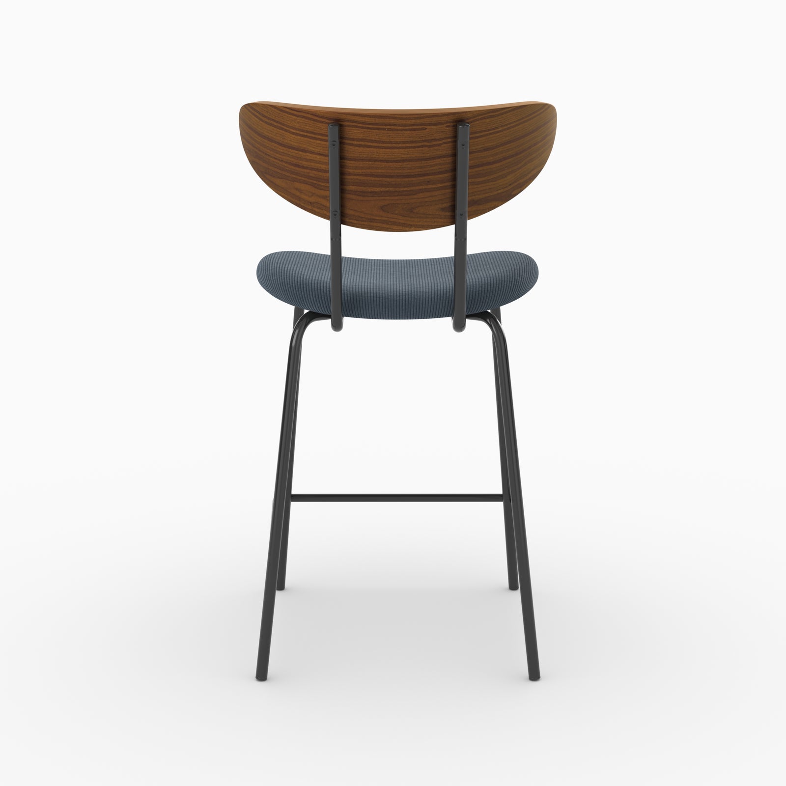 Chaise pour îlot central Jade en velours côtelé bleu marine, vue de dos - Maison Pavane