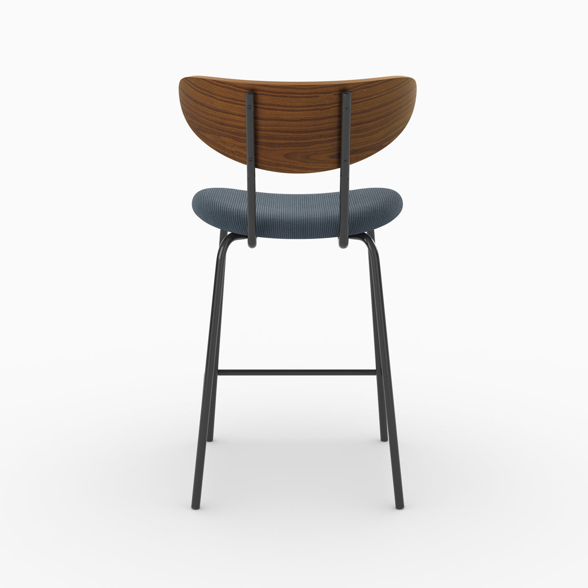 Chaise pour îlot central Jade en velours côtelé bleu marine, vue de dos - Maison Pavane