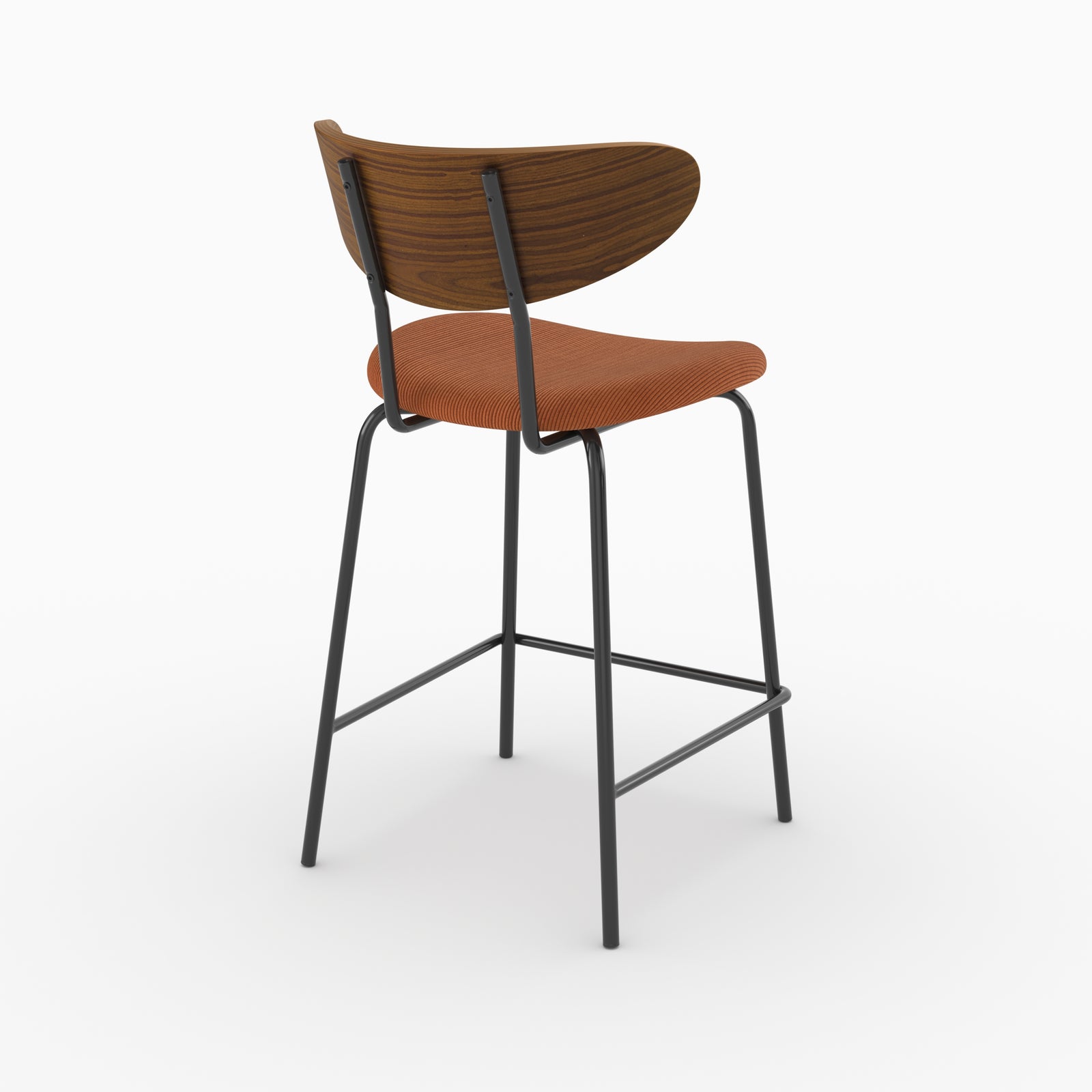 Chaise pour îlot central Jade en velours côtelé terracotta, vue de trois quarts arrière - Maison Pavane