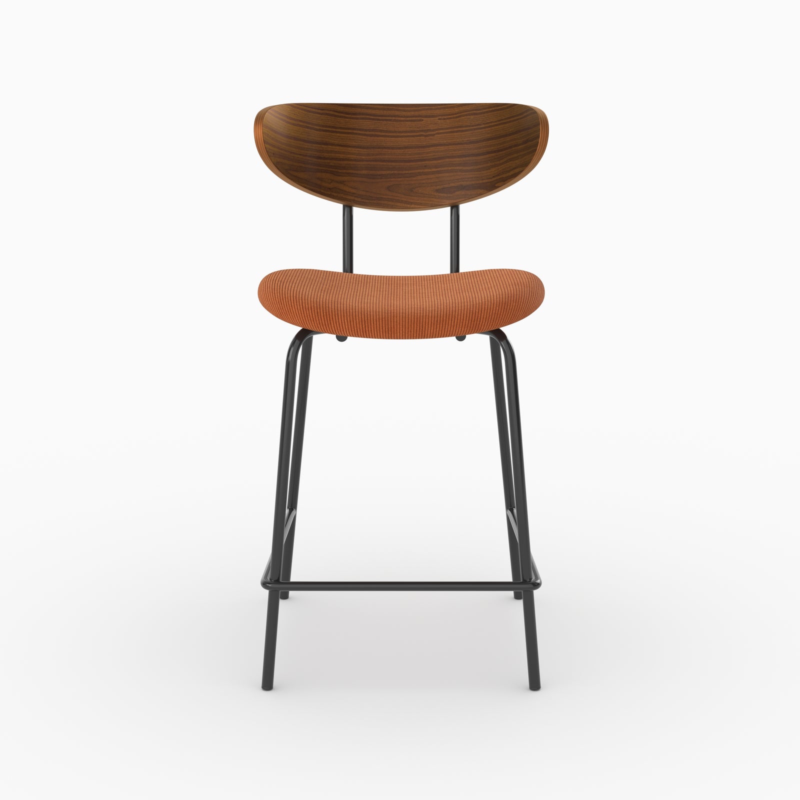 Chaise pour îlot central Jade en velours côtelé terracotta, assise 64,5 cm, vue de face - Maison Pavane