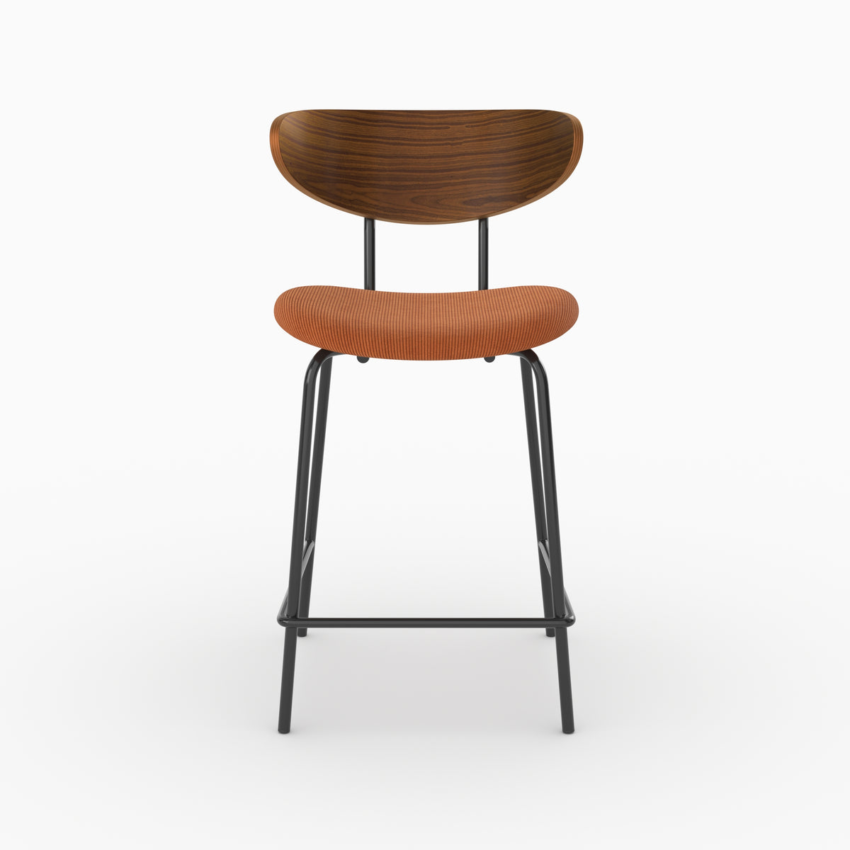 Chaise pour îlot central Jade en velours côtelé terracotta, assise 64,5 cm, vue de face - Maison Pavane