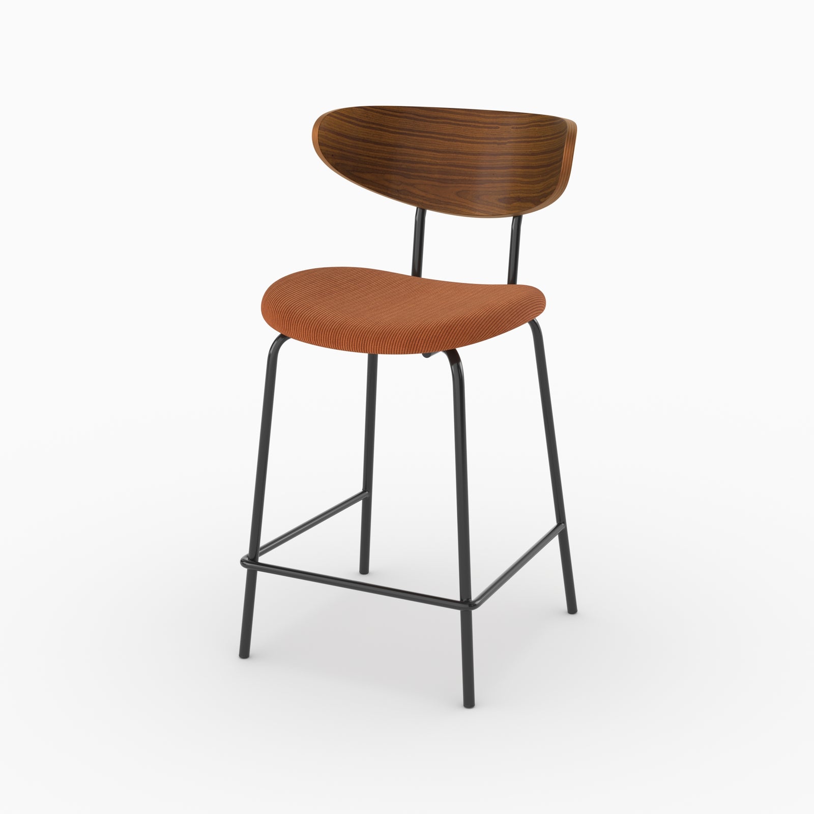 Chaise pour îlot central Jade en velours côtelé terracotta, vue de trois quarts - Maison Pavane