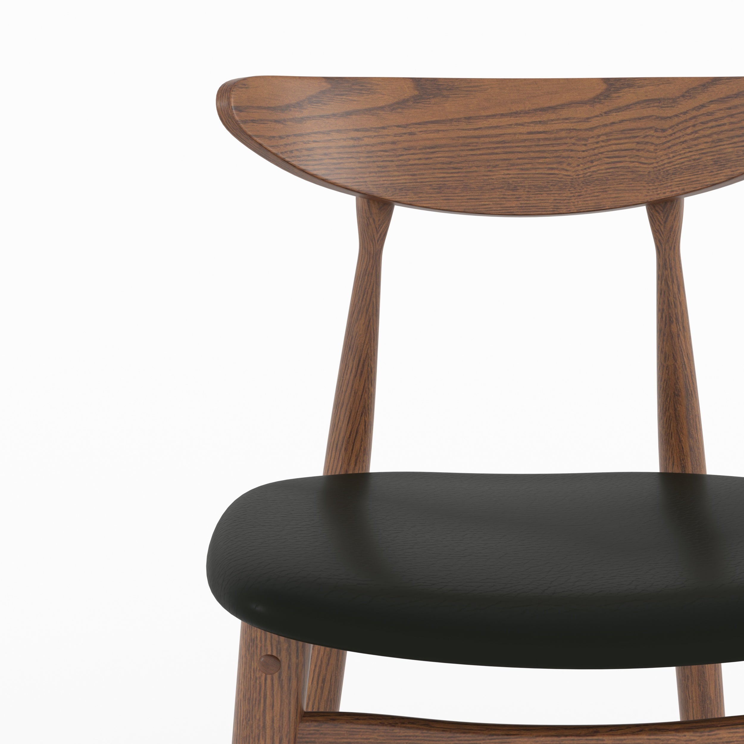 Lot de 2 chaises pour ilot central Josette 63,5 cm en cuir synthétique noir et bois d'hévéa