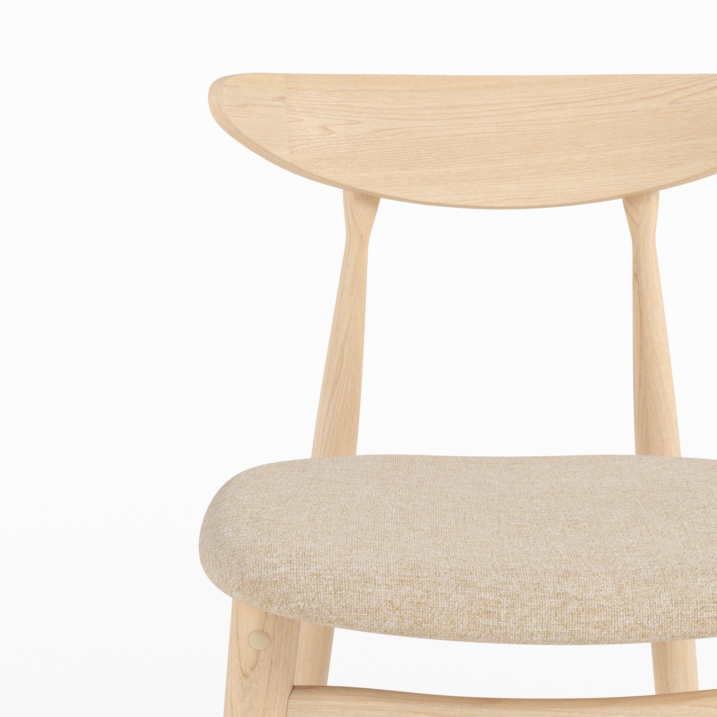 Lot de 2 chaises pour ilot central Josette 63,5 cm en tissu beige et bois d'hévéa clair
