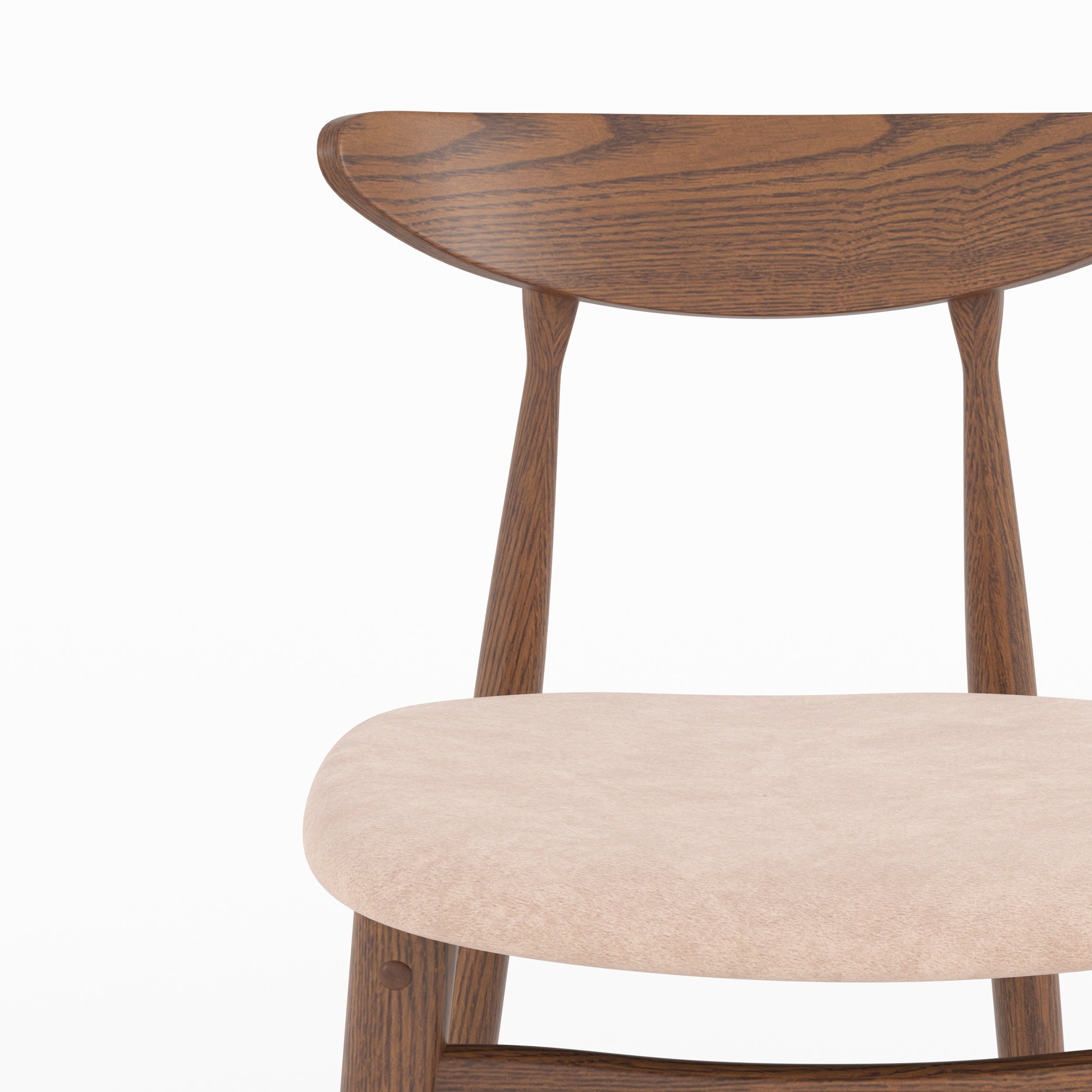 Lot de 2 chaises pour ilot central Josette 63,5 cm en tissu beige et bois d'hévéa foncé
