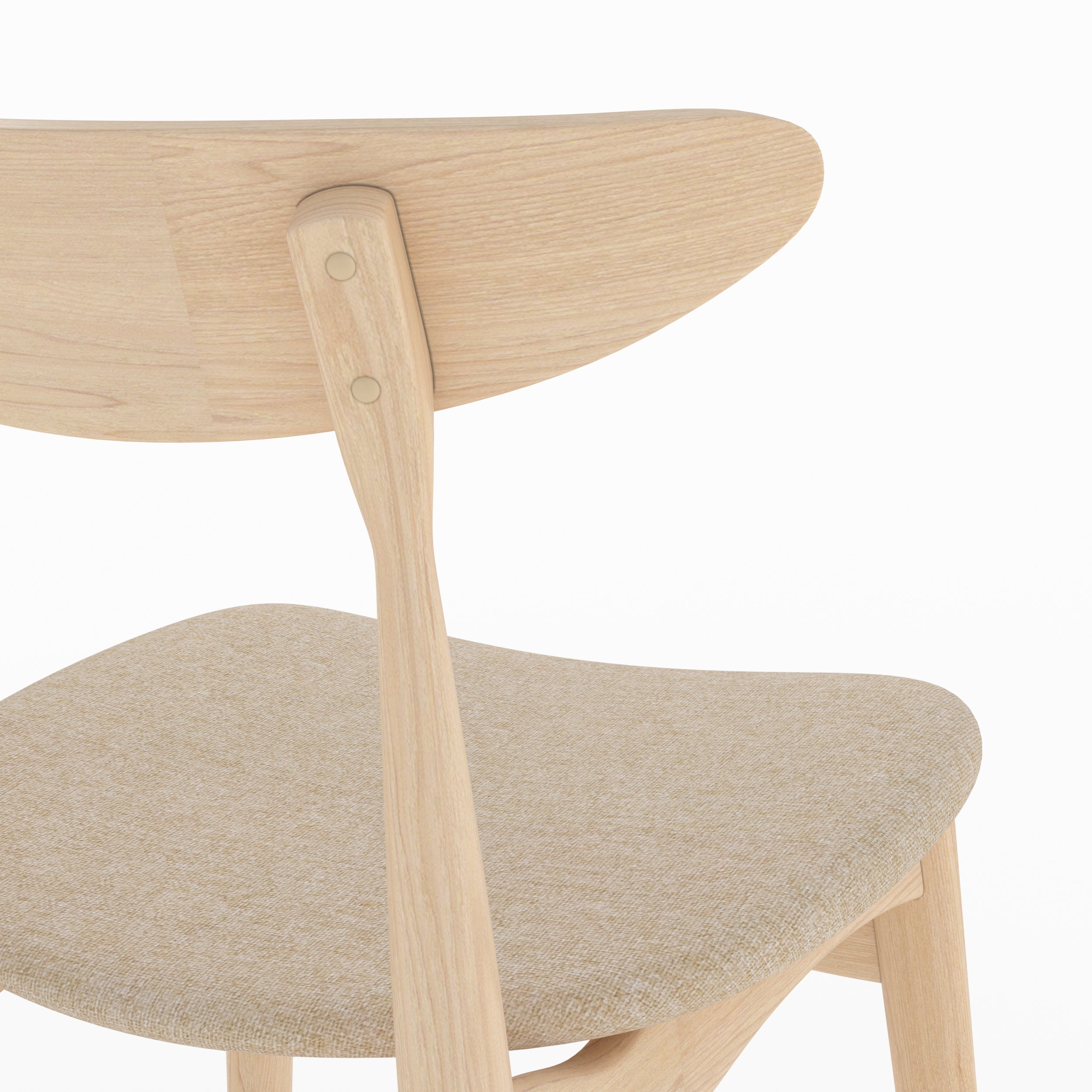 Lot de 2 chaises pour ilot central Josette 63,5 cm en tissu beige et bois d'hévéa clair