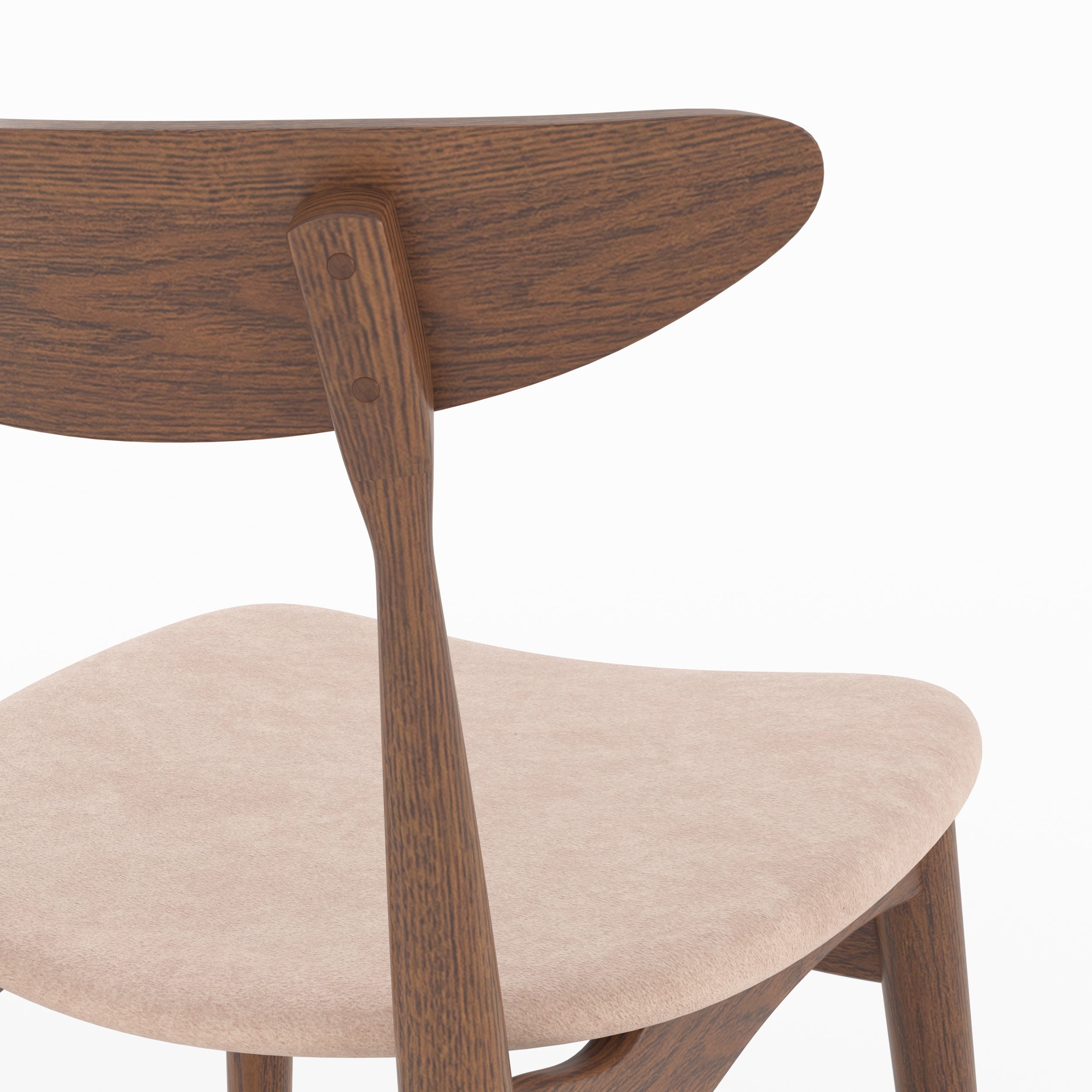 Lot de 2 chaises pour ilot central Josette 63,5 cm en tissu beige et bois d'hévéa foncé