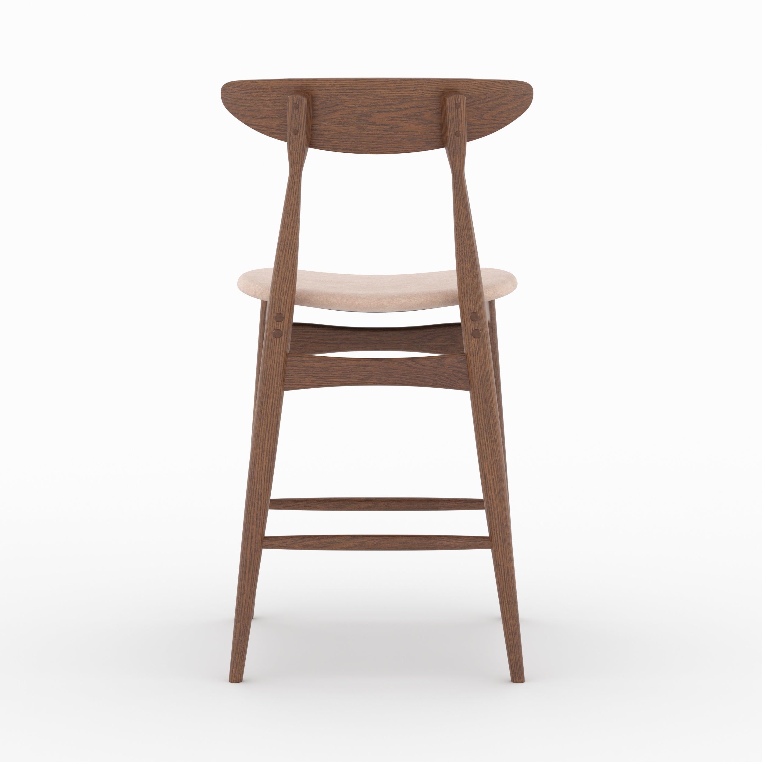 Lot de 2 chaises pour ilot central Josette 63,5 cm en tissu beige et bois d'hévéa foncé