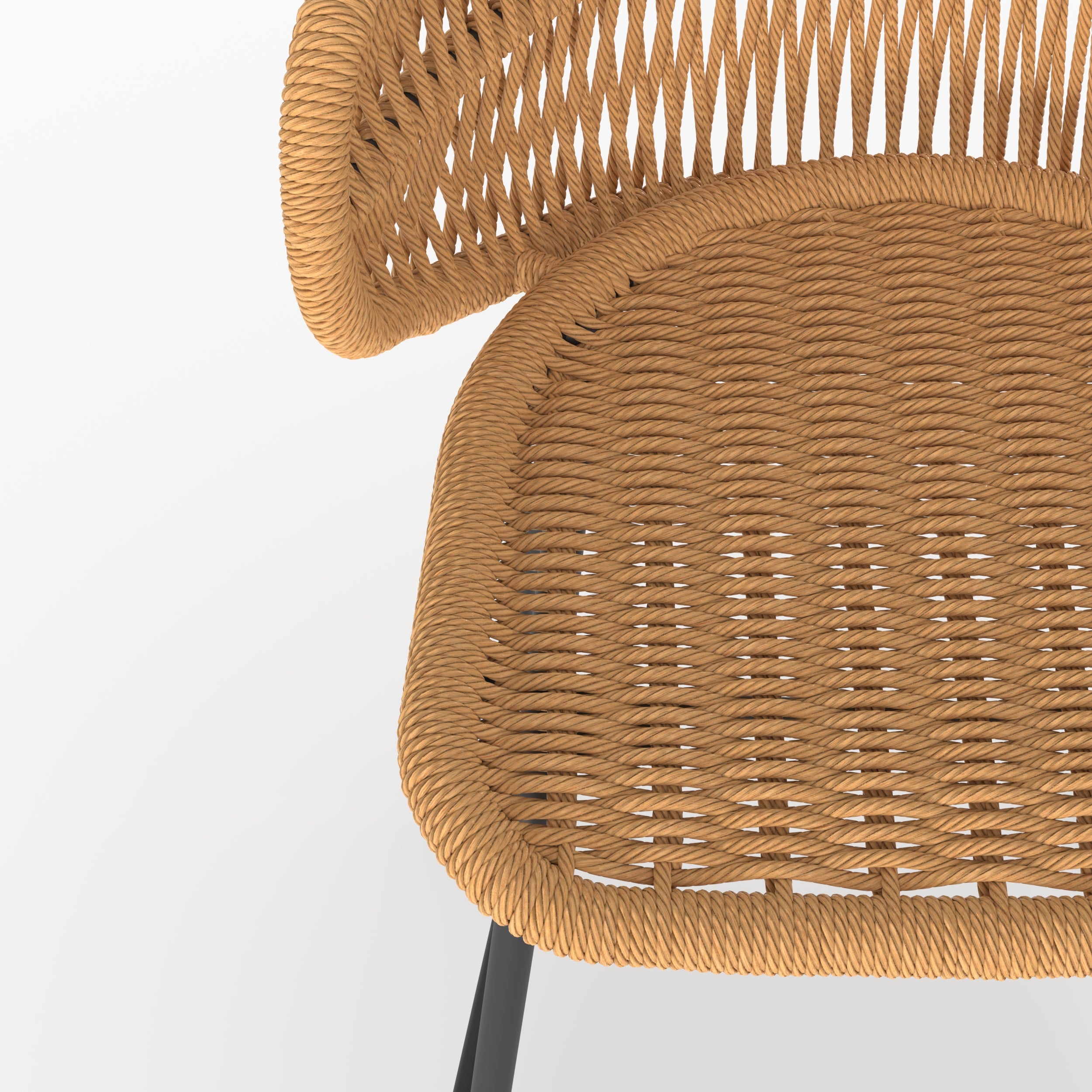 Détail du tressage de l'assise en rotin synthétique naturel, chaise Lara - Maison Pavane