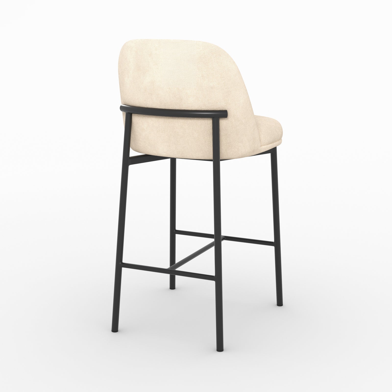 Chaise pour îlot central Noah en tissu beige, vue de trois quarts arrière - Maison Pavane